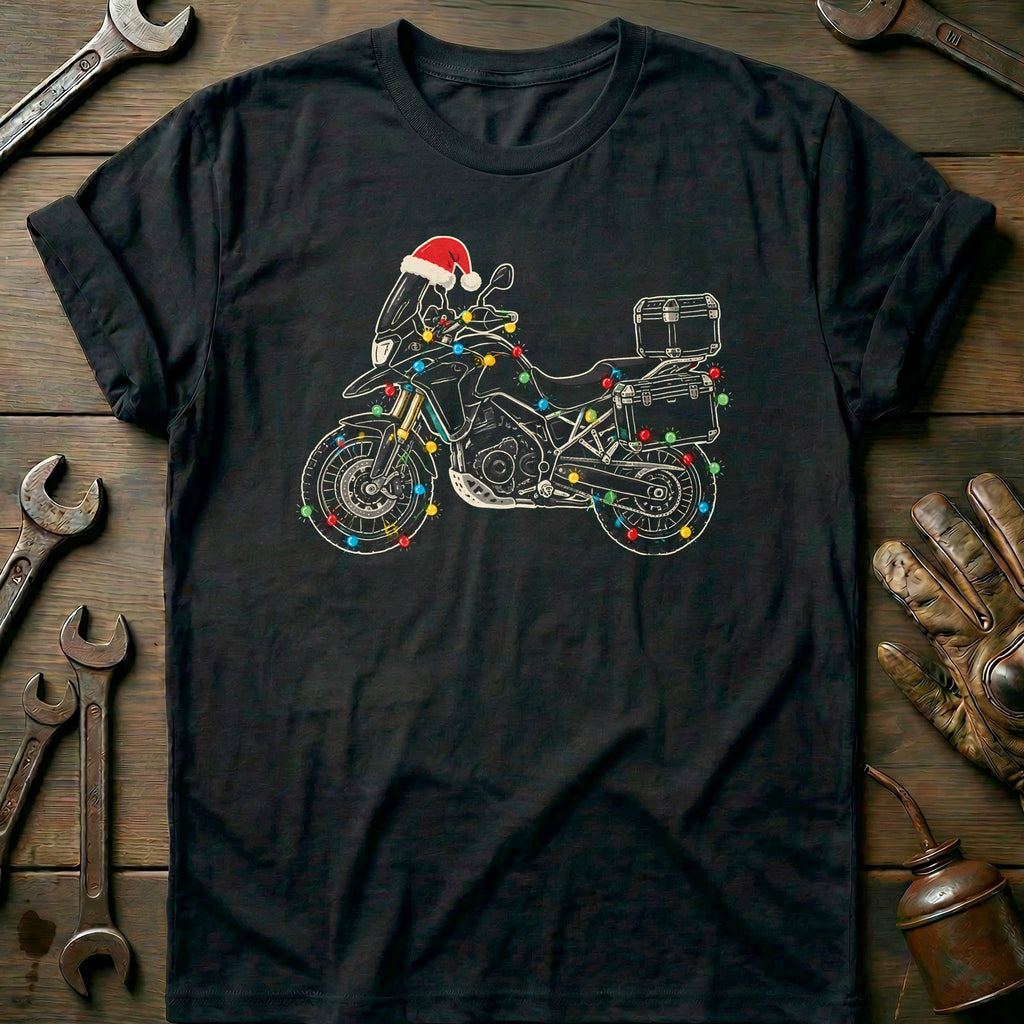 Adventure Christmas Lights Motorcycle T-Shirt US product image 3