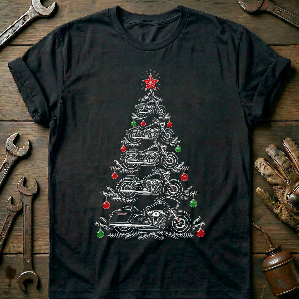 Baggers and Baubles Christmas Tree Motorcycle T-Shirt product image 3