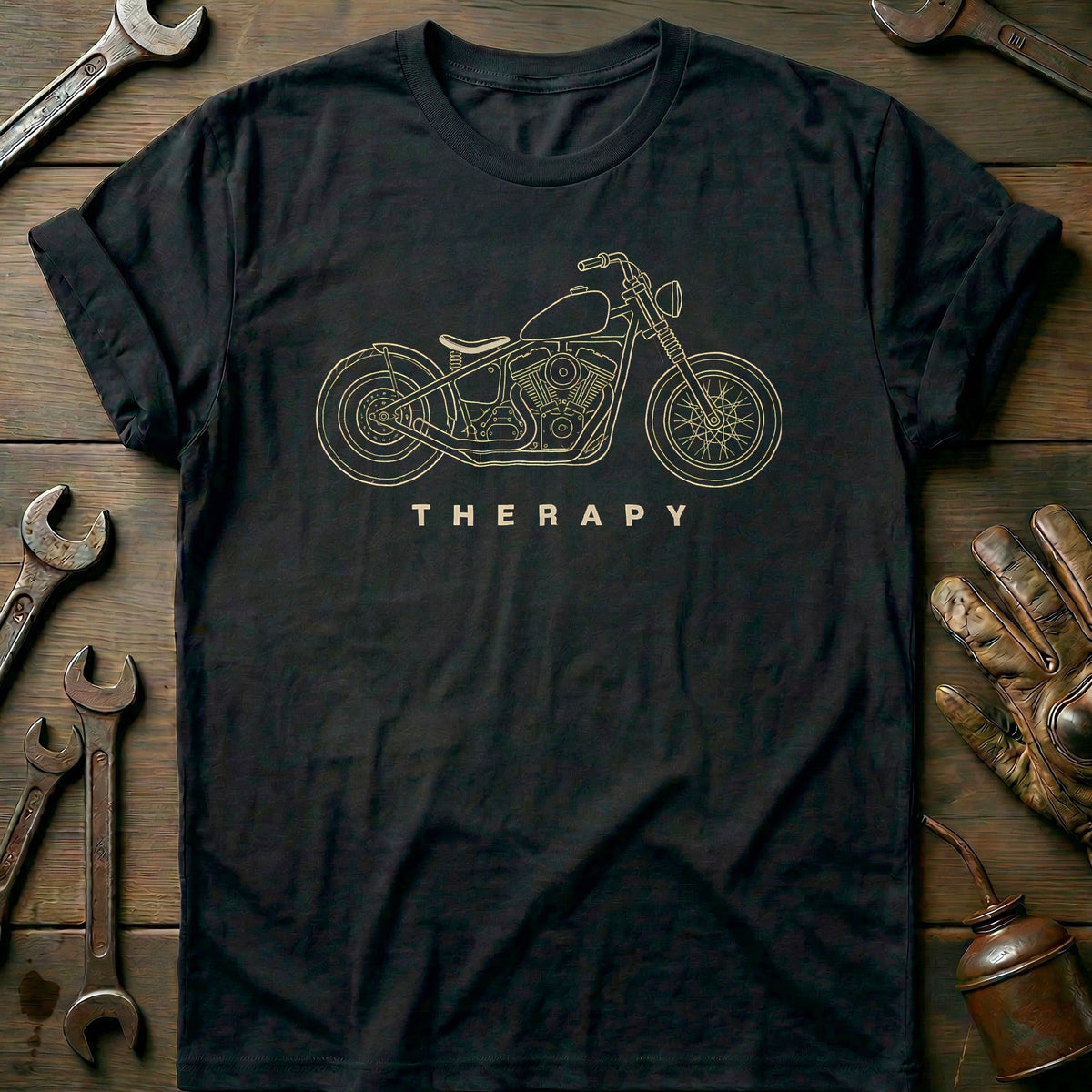 Bobber Therapy Motorcycle T-Shirt US product image 3