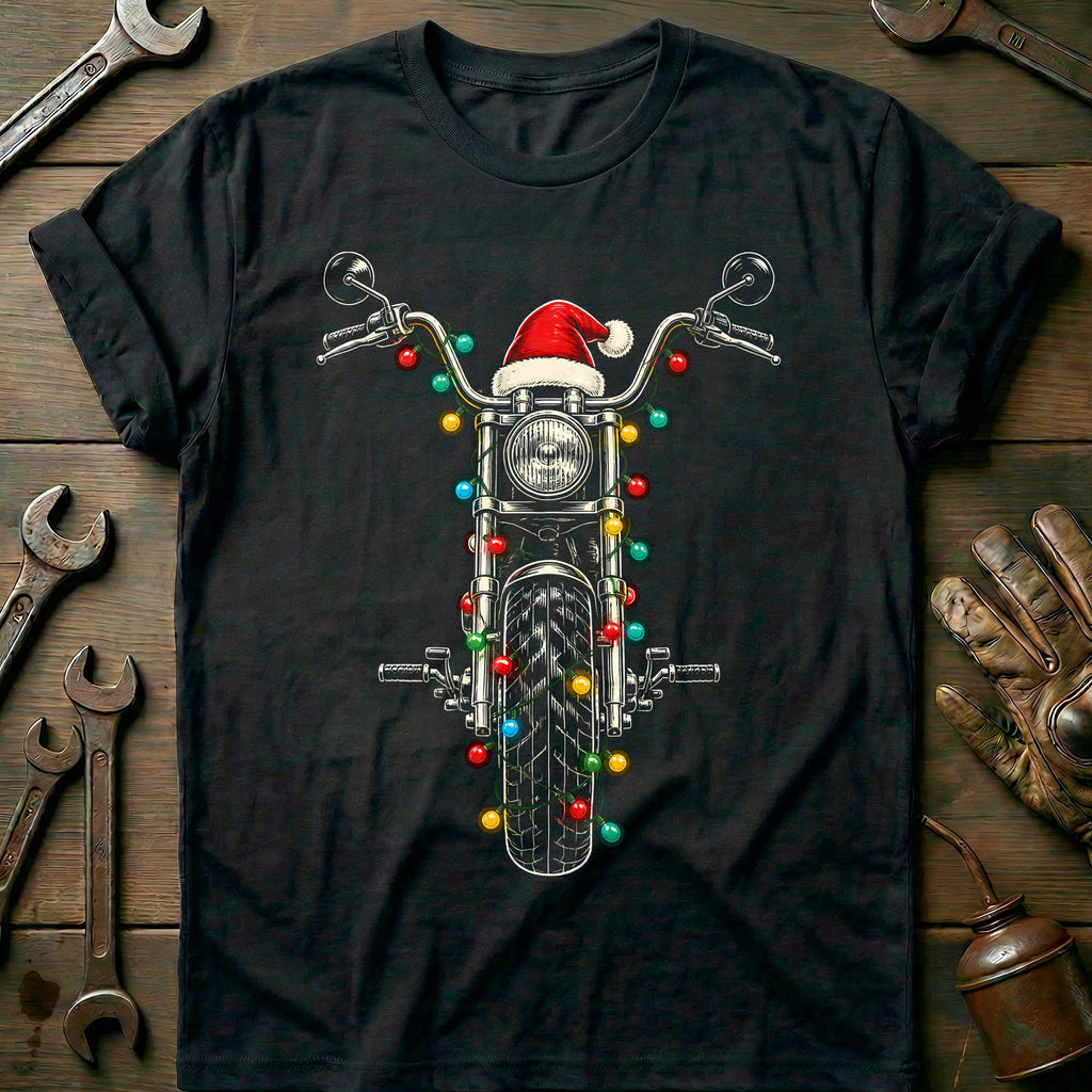 Chopper Christmas Lights Motorcycle T-Shirt product image 2