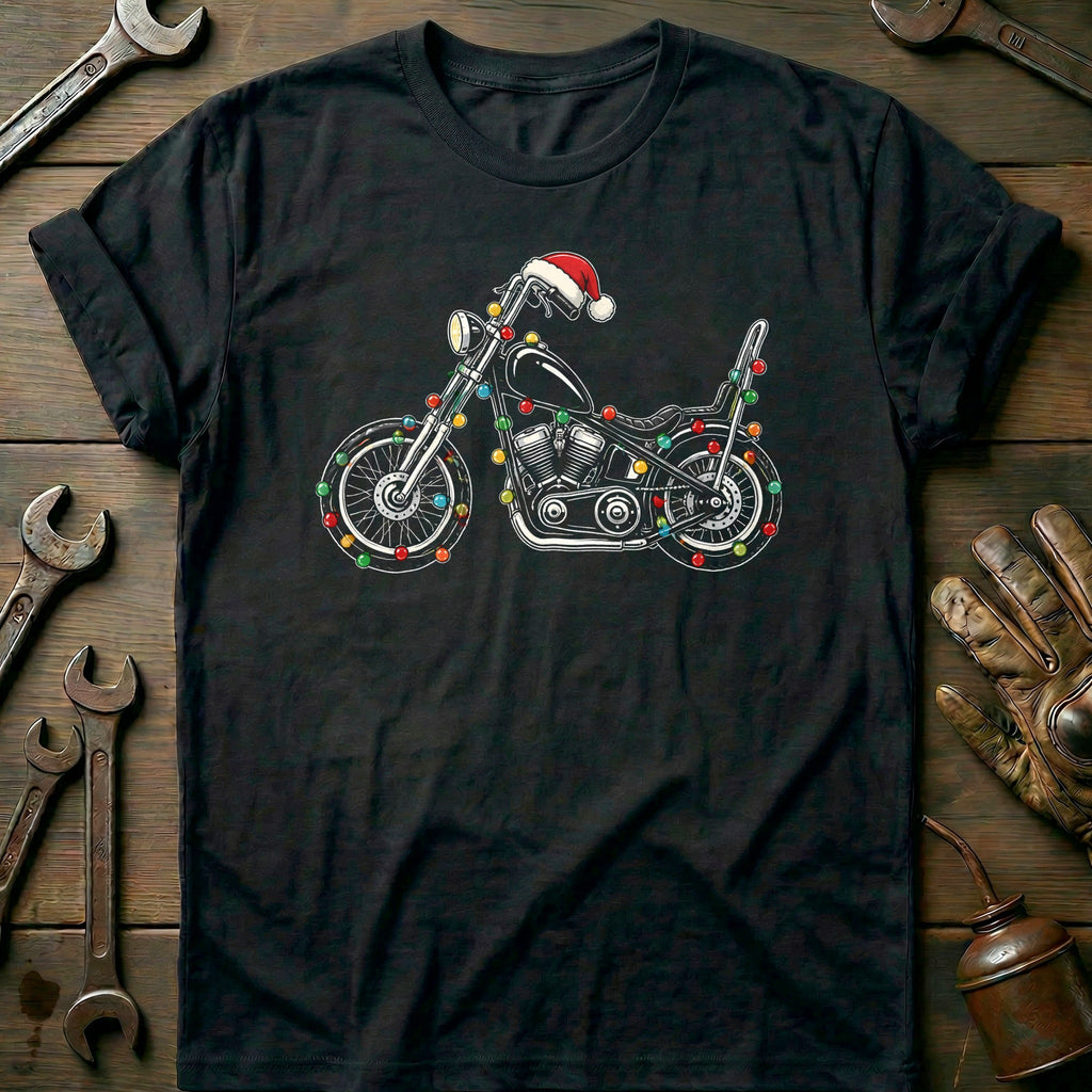 Chopper Christmas Lights Motorcycle T-Shirt EU product image 3
