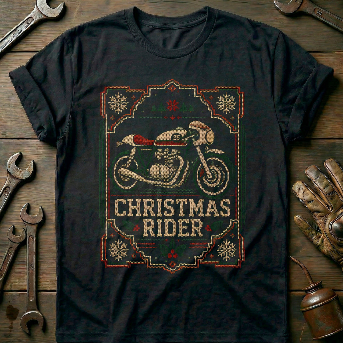Christmas Rider Cafe Racer Sweater Motorcycle T-Shirt US product image 2