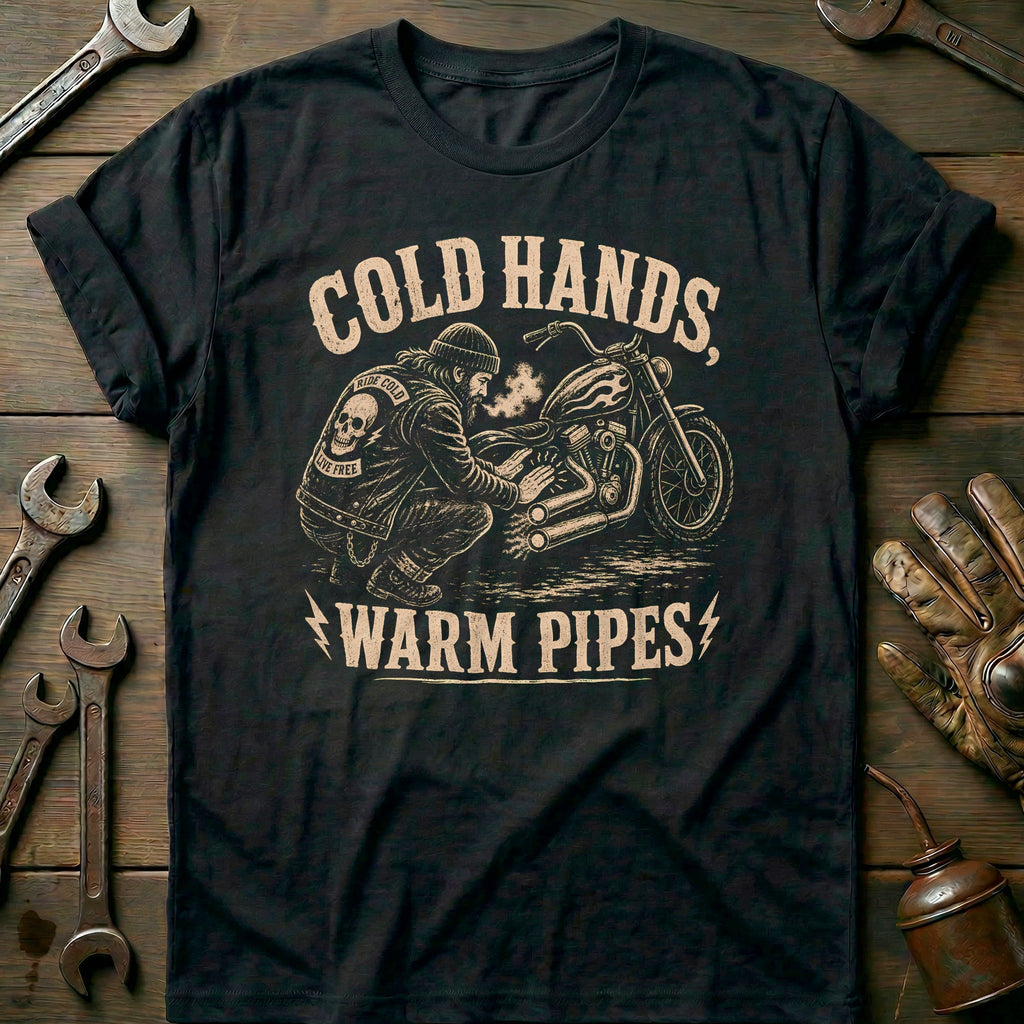 Cold Hands Warm Pipes Motorcycle T-Shirt GC product image 2