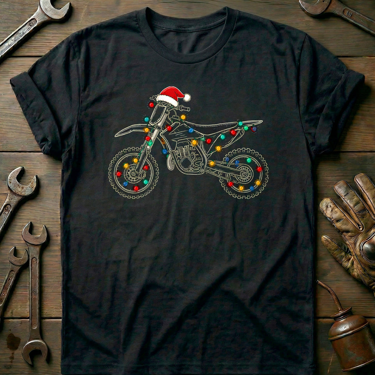 Dirtbike Christmas Lights Motorcycle T-Shirt GC product image 3