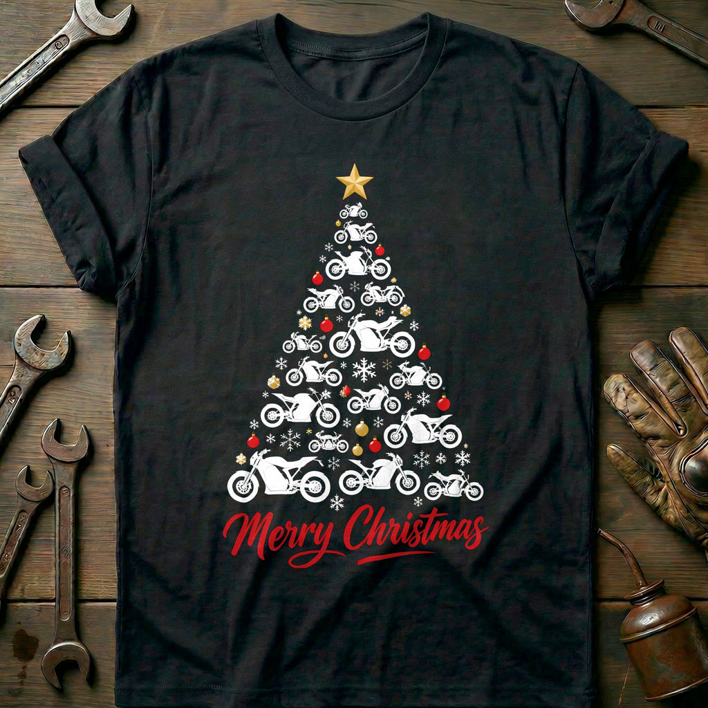 Electric Bike Christmas Tree Motorcycle T-Shirt EU product image 1