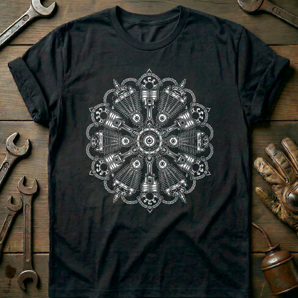 Engine Mandala Blackwork Motorcycle T-Shirt US product image 2