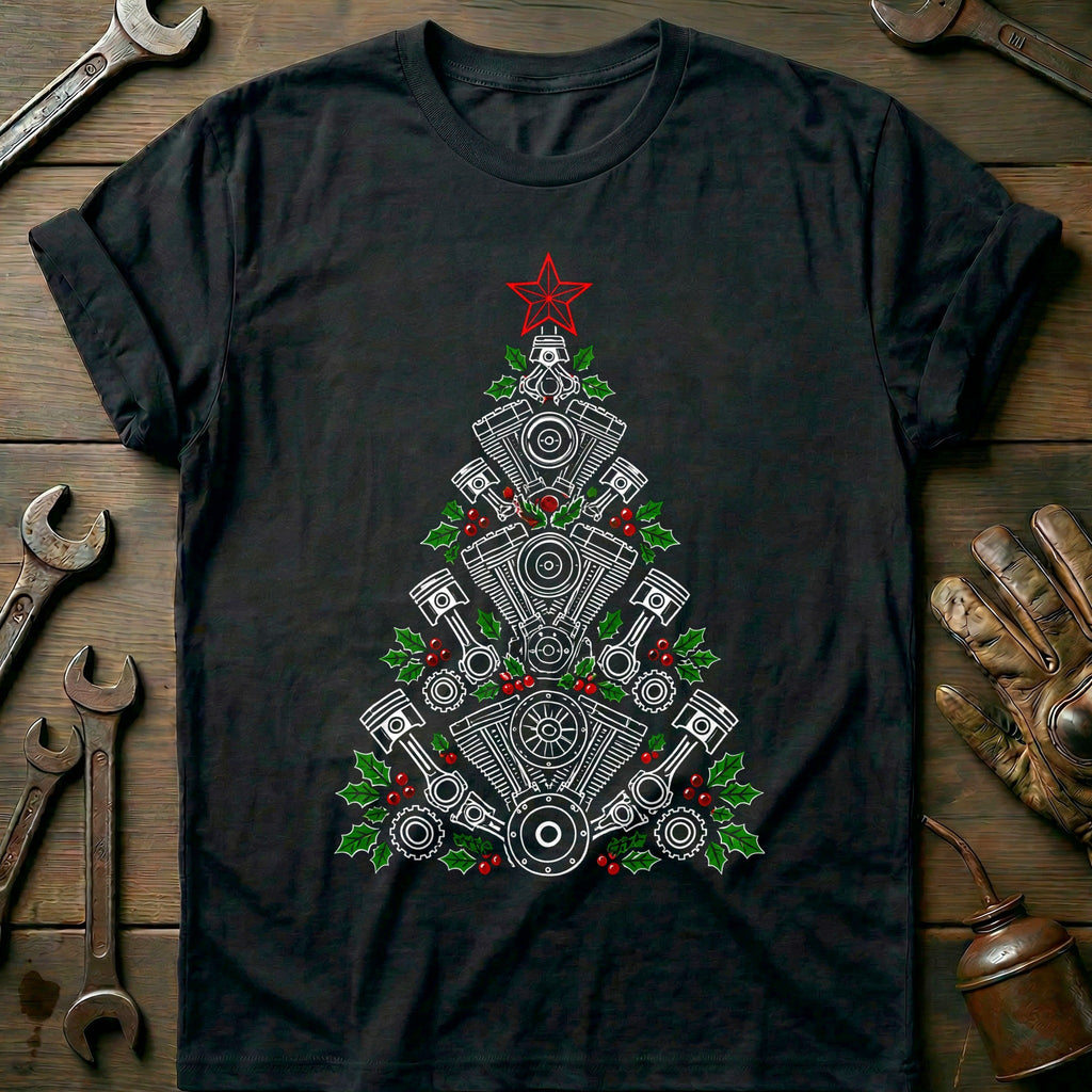 Engines and Pistons Christmas Tree Motorcycle T-Shirt product image 2