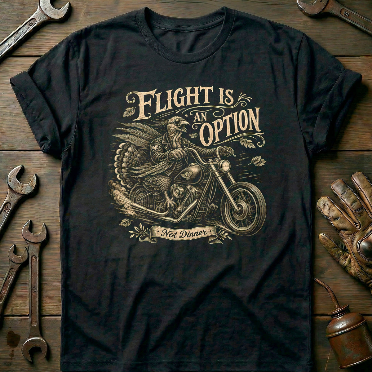 Flight is an Option Not Dinner Motorcycle T-Shirt product image 3