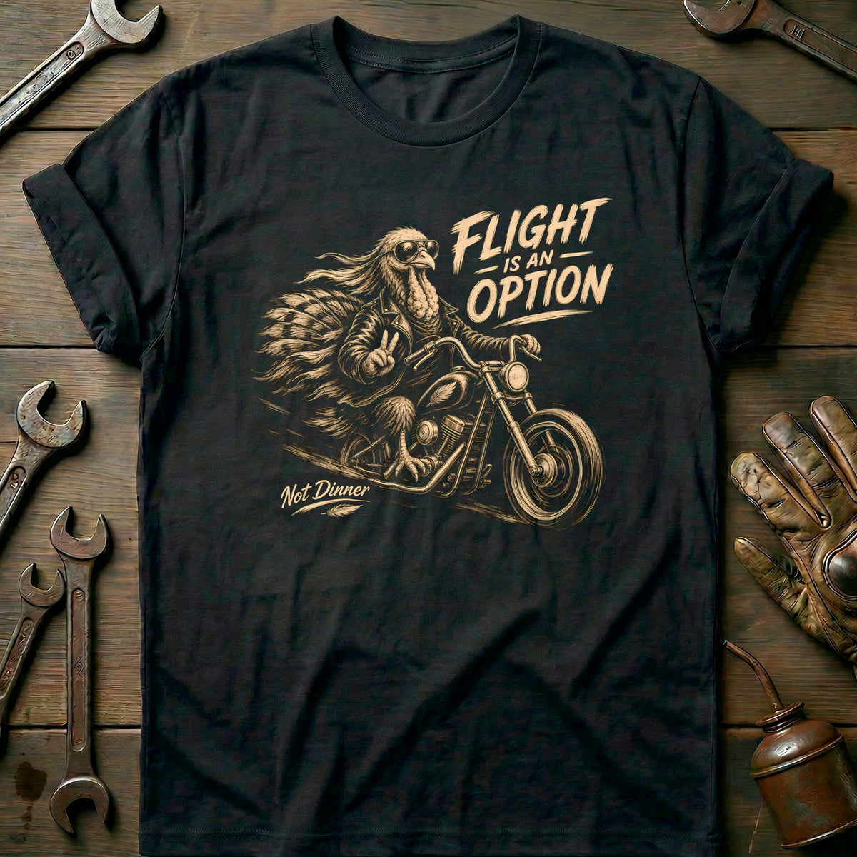 Flight is an Option Not Dinner Motorcycle T-Shirt AU product image 1