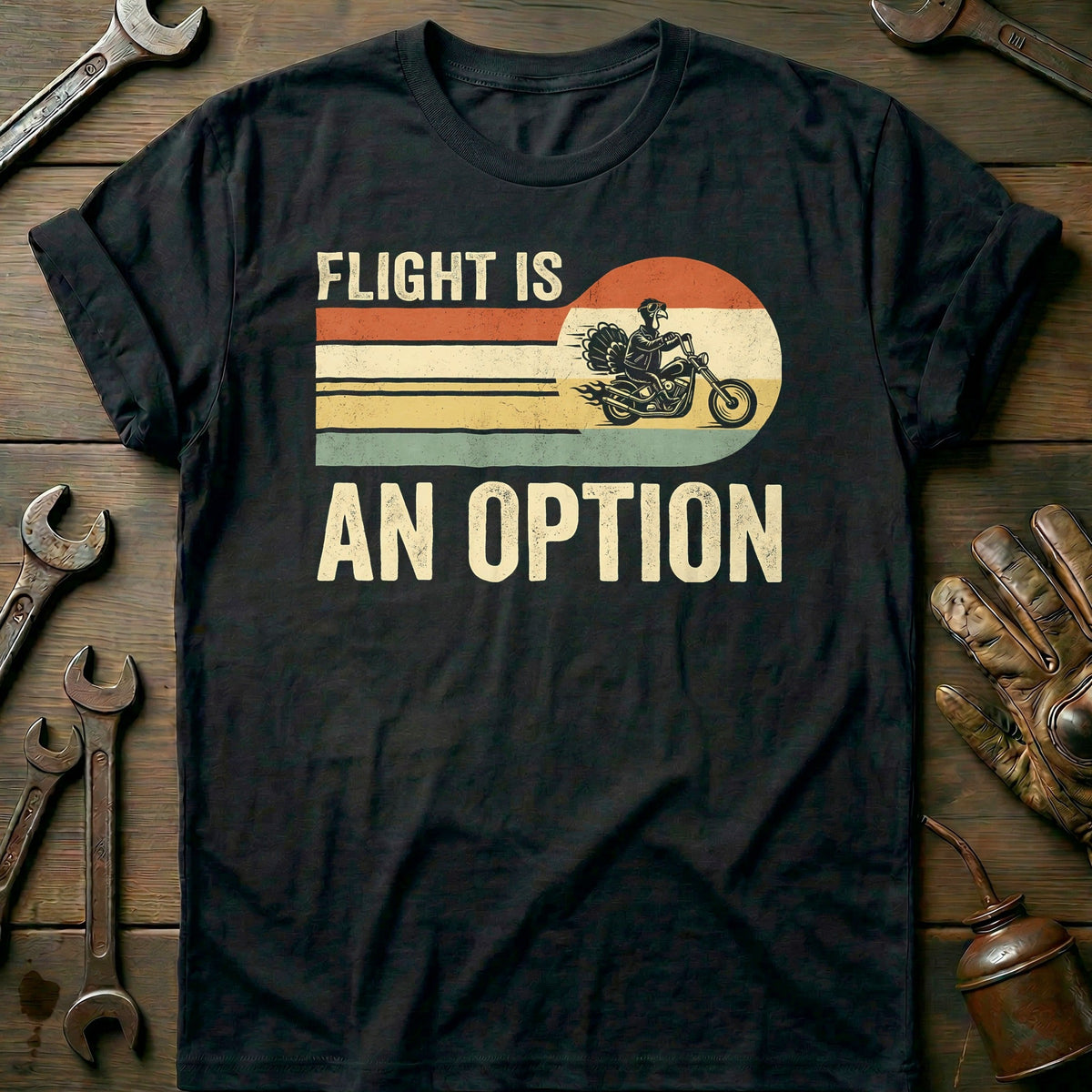 Flight is an Option Not Dinner Motorcycle T-Shirt GC product image 1