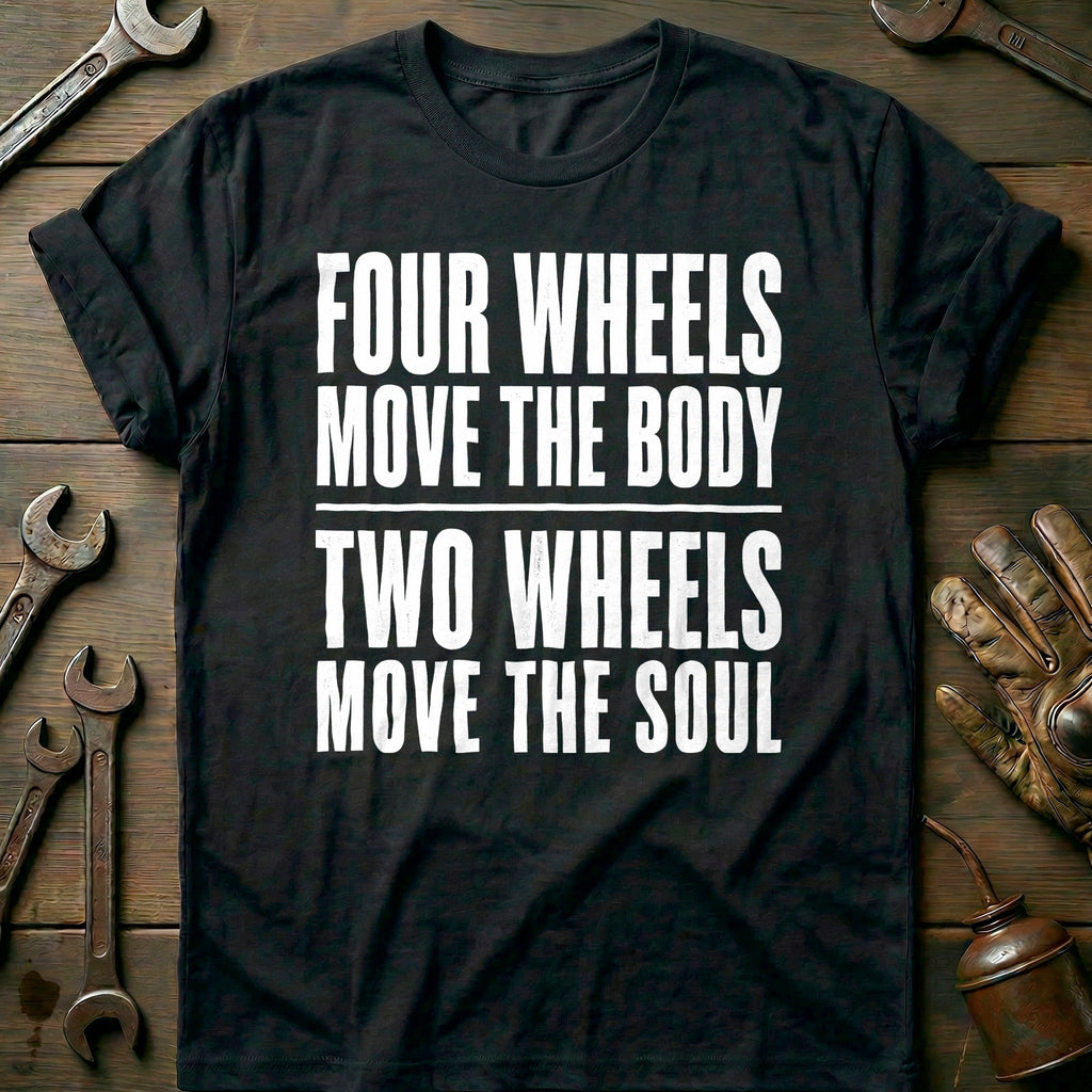 Four Wheels Move the Body Two Soul 91 Motorcycle T-Shirt AU product image 2