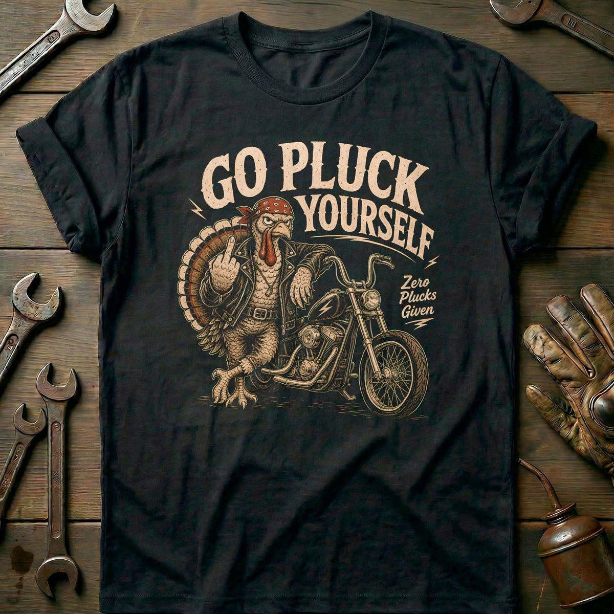 Go Pluck Yourself Zero Plucks Given Motorcycle T-Shirt EU product image 3