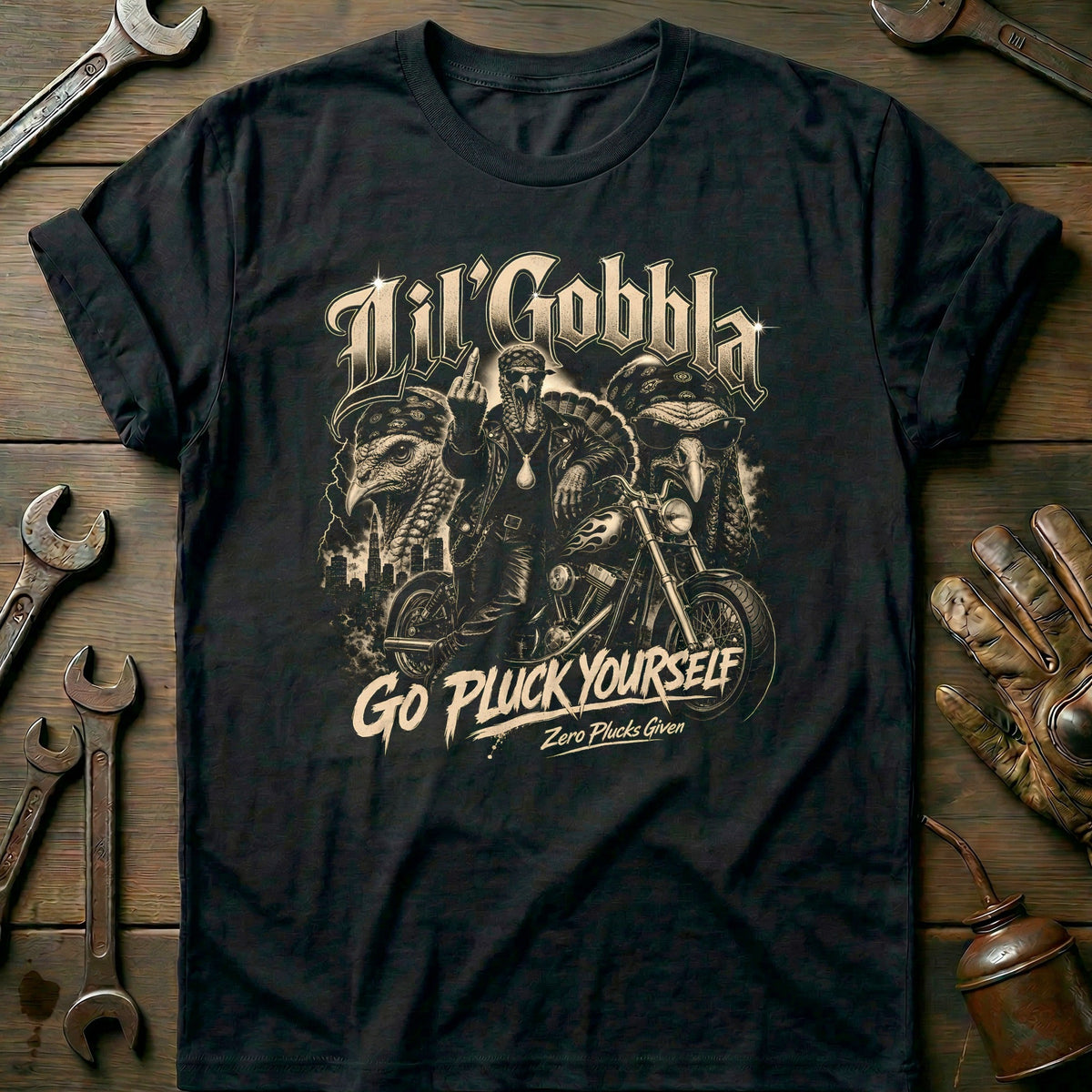 Go Pluck Yourself Zero Plucks Given Motorcycle T-Shirt product image 2