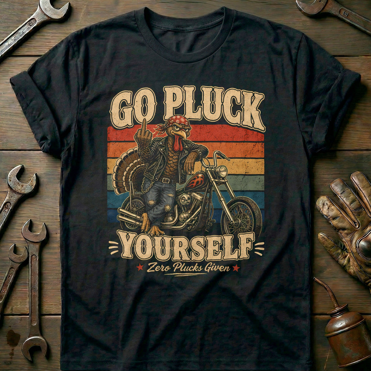 Go Pluck Yourself Zero Plucks Given Motorcycle T-Shirt product image 3