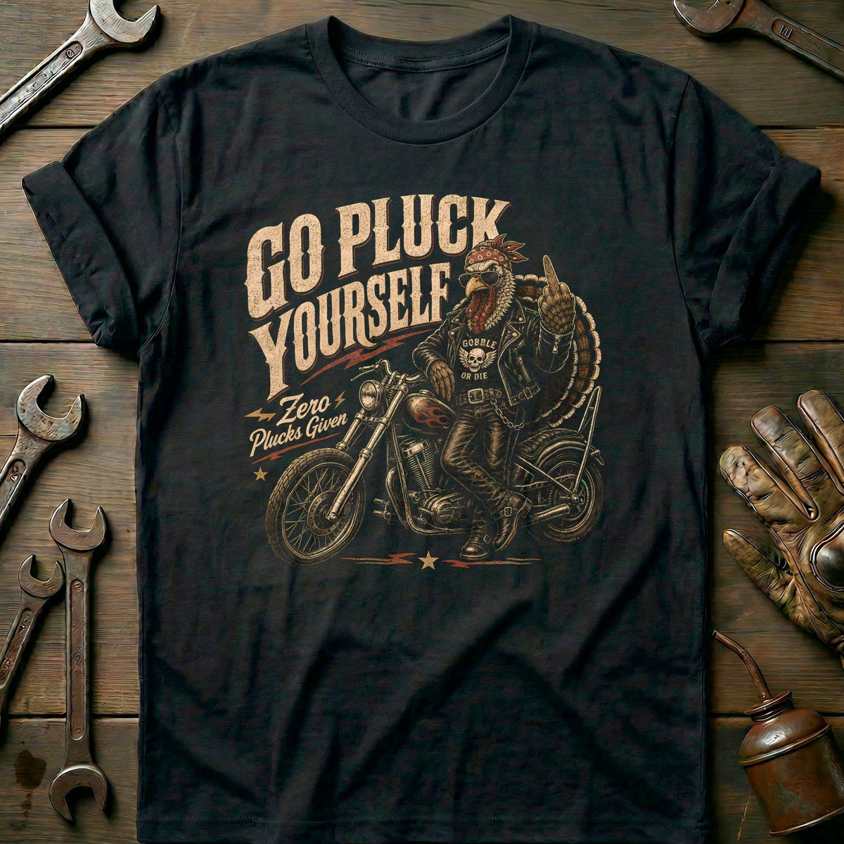 Go Pluck Yourself Zero Plucks Given Motorcycle T-Shirt EU product image 1