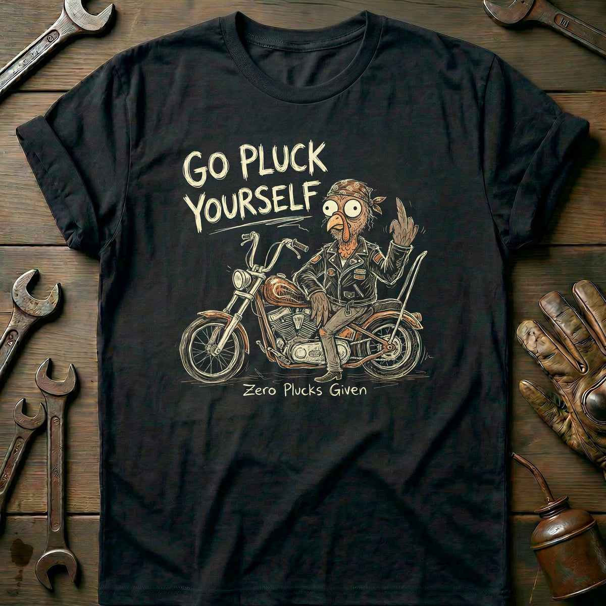 Go Pluck Yourself Zero Plucks Given Motorcycle T-Shirt EU product image 3