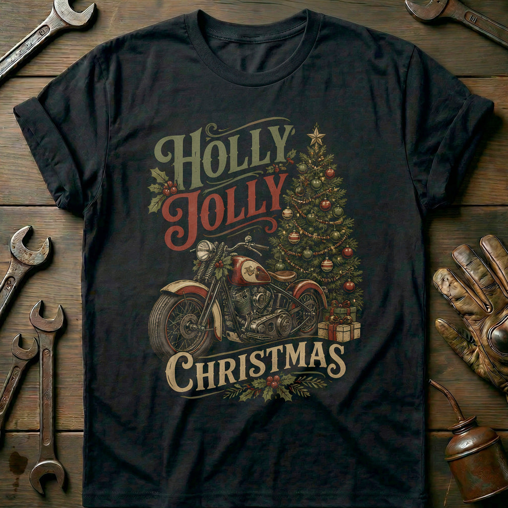 Holly Jolly Christmas Motorcycle T-Shirt US product image 2