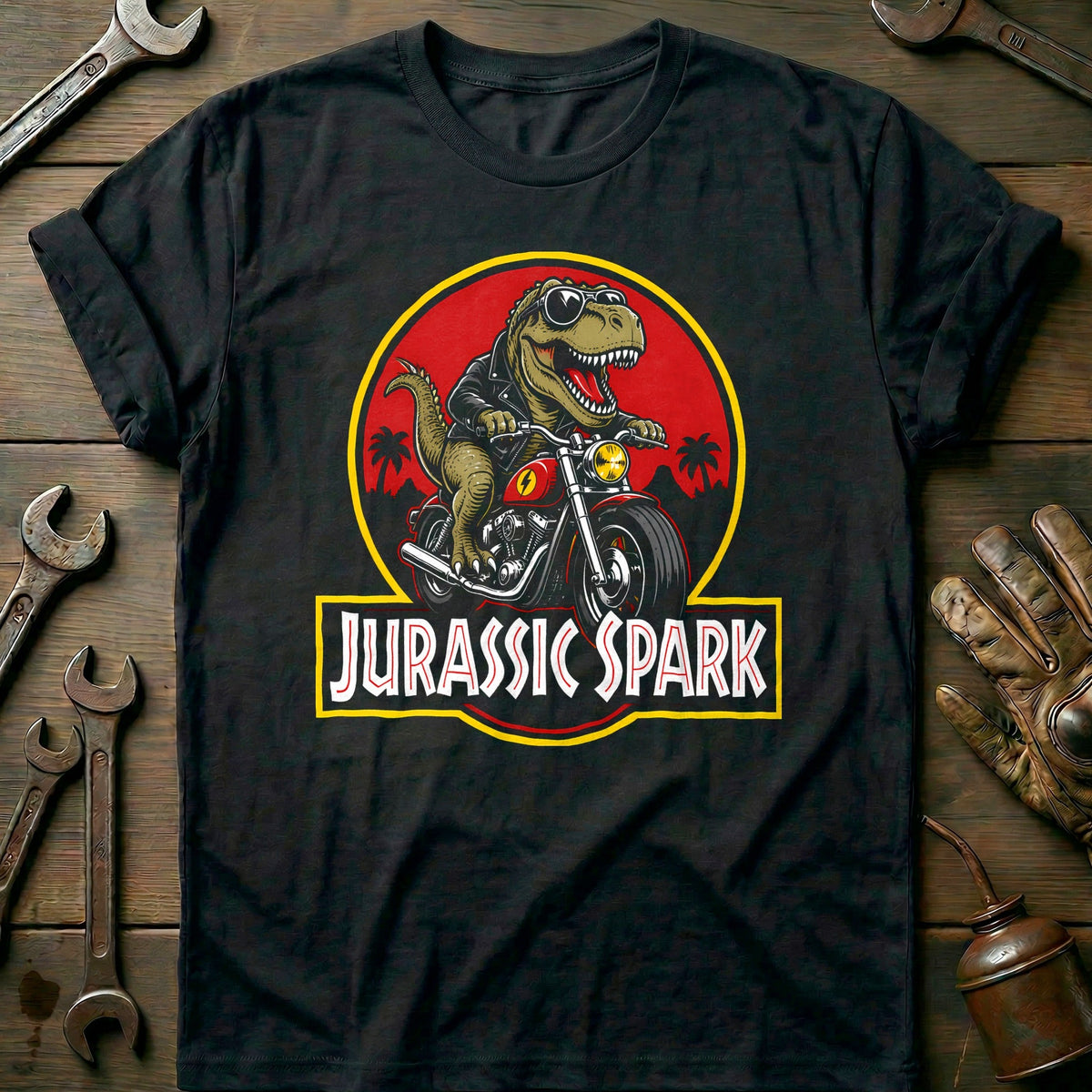 Jurassic Spark Motorcycle T-Shirt US product image 2