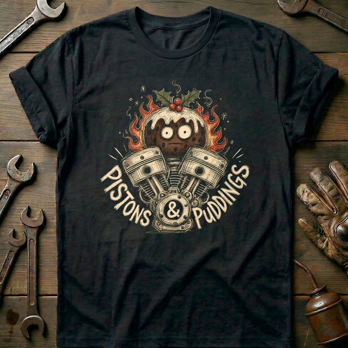 Pistons and Puddings Motorcycle T-Shirt US product image 3