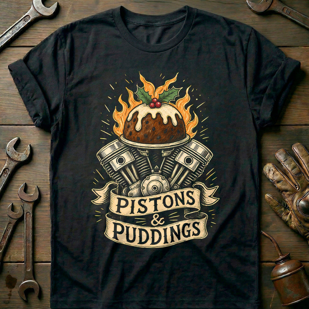Pistons and Puddings Motorcycle T-Shirt product image 2