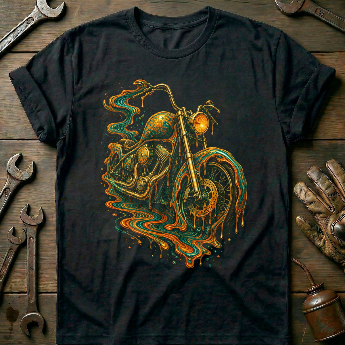 Psychedelic Melt Moto Motorcycle T-Shirt product image 2