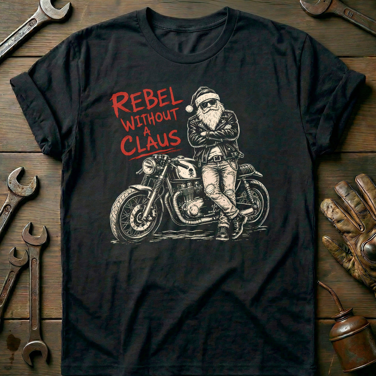 Rebel Without a Claus Motorcycle T-Shirt EU product image 2