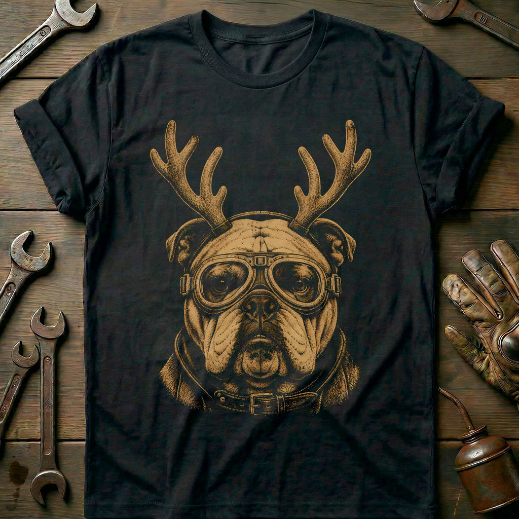 Reindeer Antlers Bulldog Goggles Motorcycle T-Shirt EU product image 3