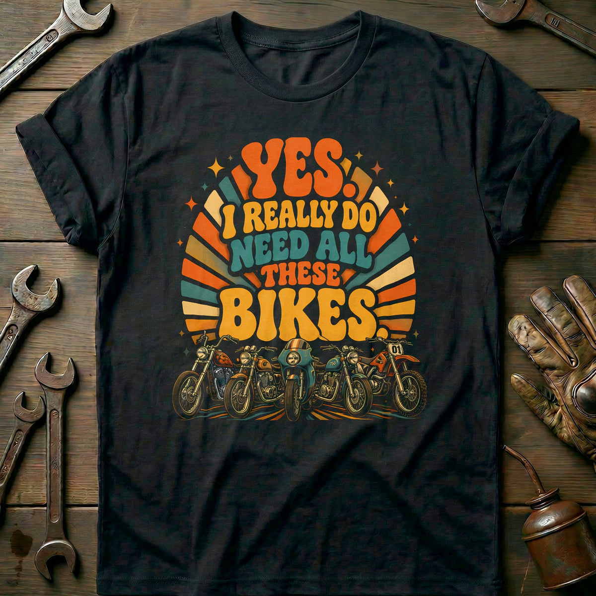 Retro 70s Groovy Motorcycle T-Shirt AU product image 3