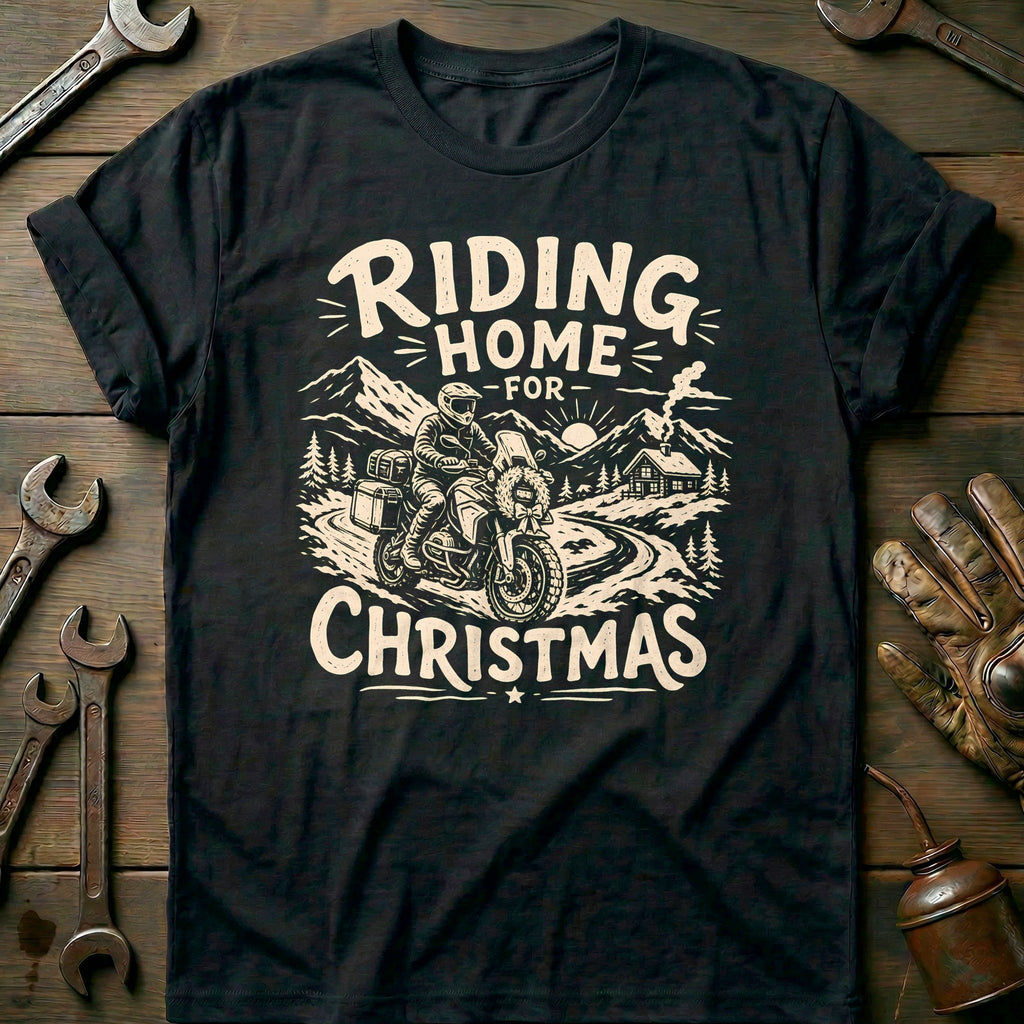 Riding Home for Christmas Motorcycle T-Shirt AU product image 3