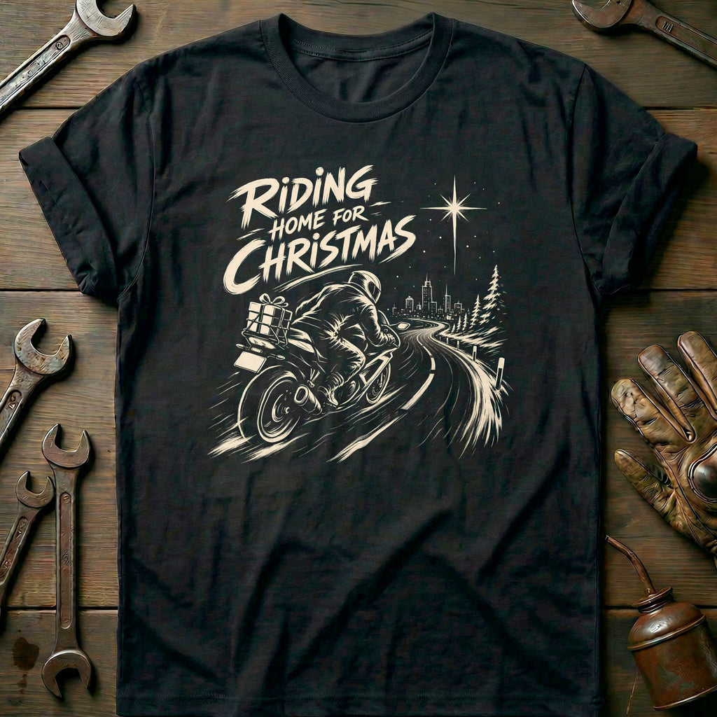 Riding Home for Christmas Motorcycle T-Shirt GC product image 3