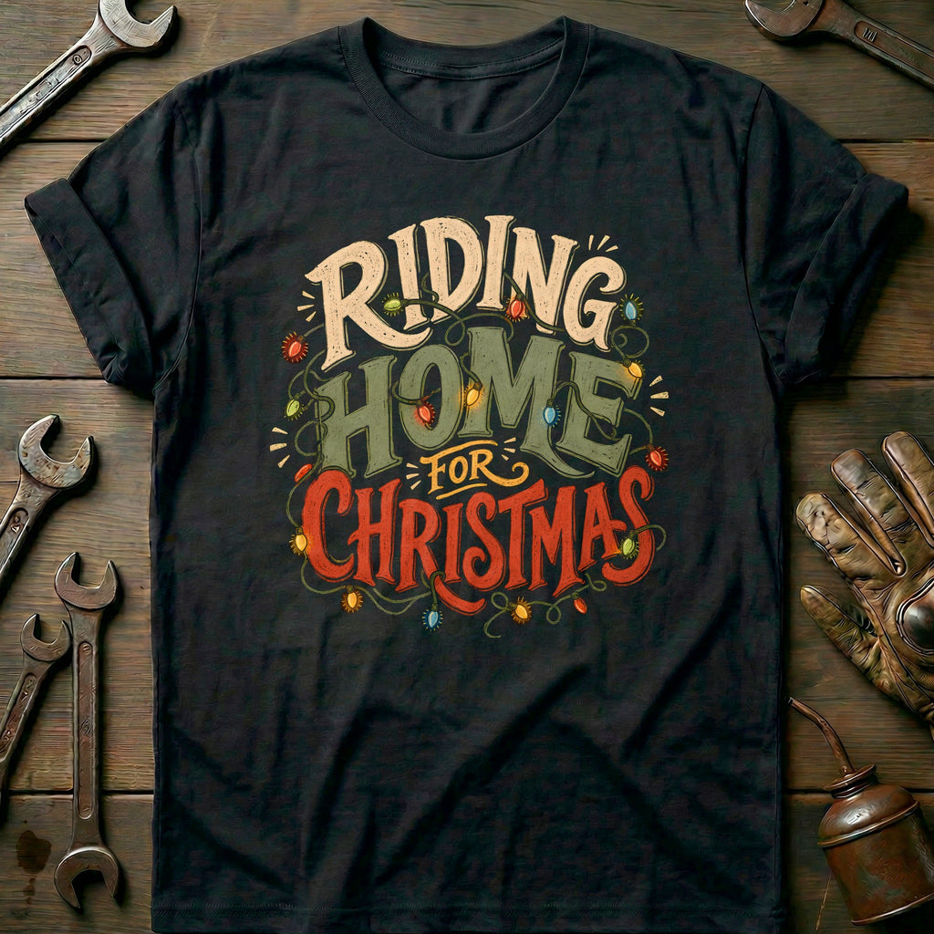 Riding Home for Christmas Motorcycle T-Shirt EU product image 1