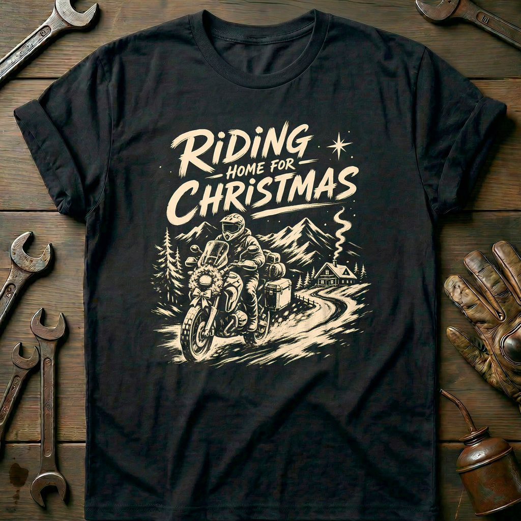 Riding Home for Christmas Motorcycle T-Shirt US product image 3