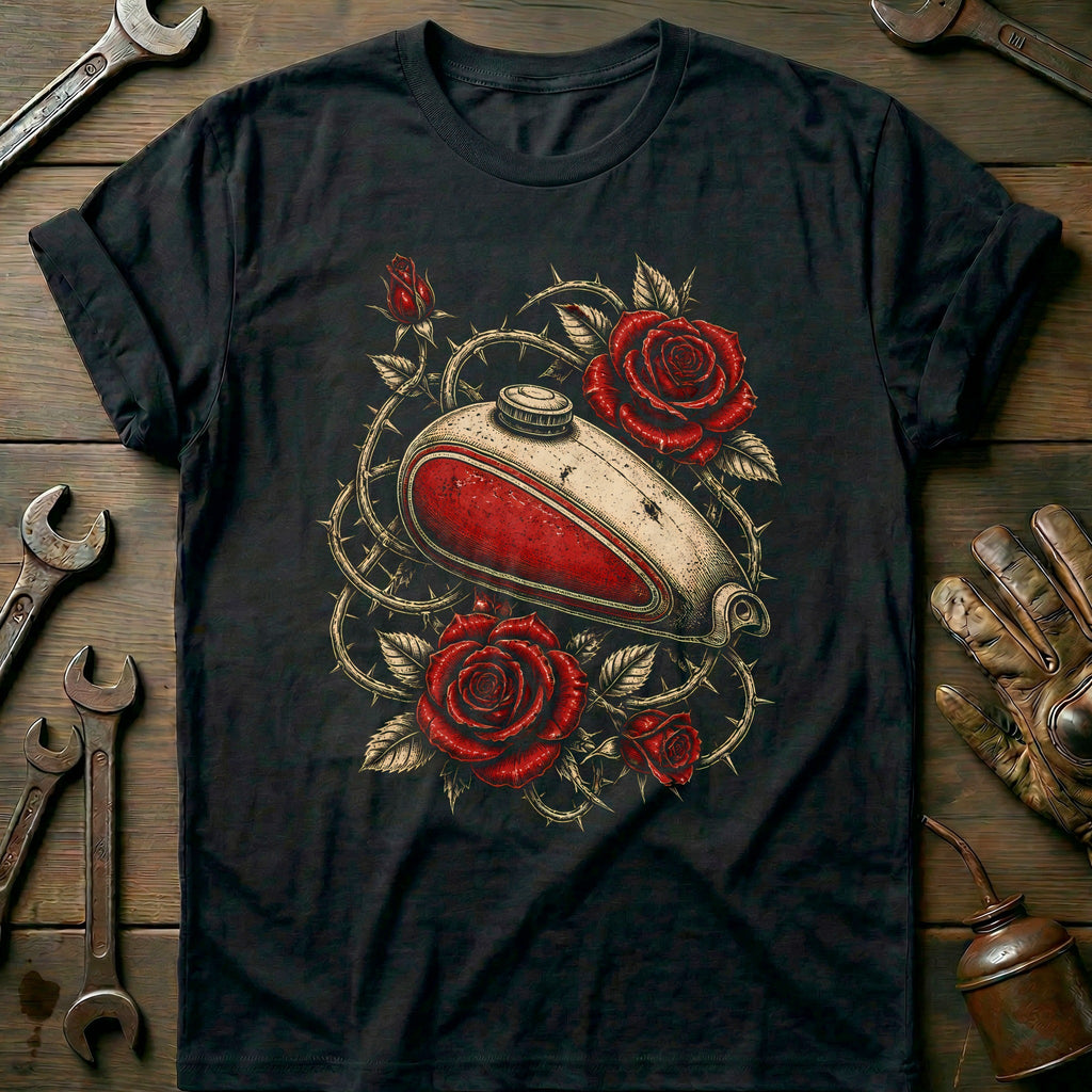 Rose Fuel Tank Motorcycle T-Shirt product image 2
