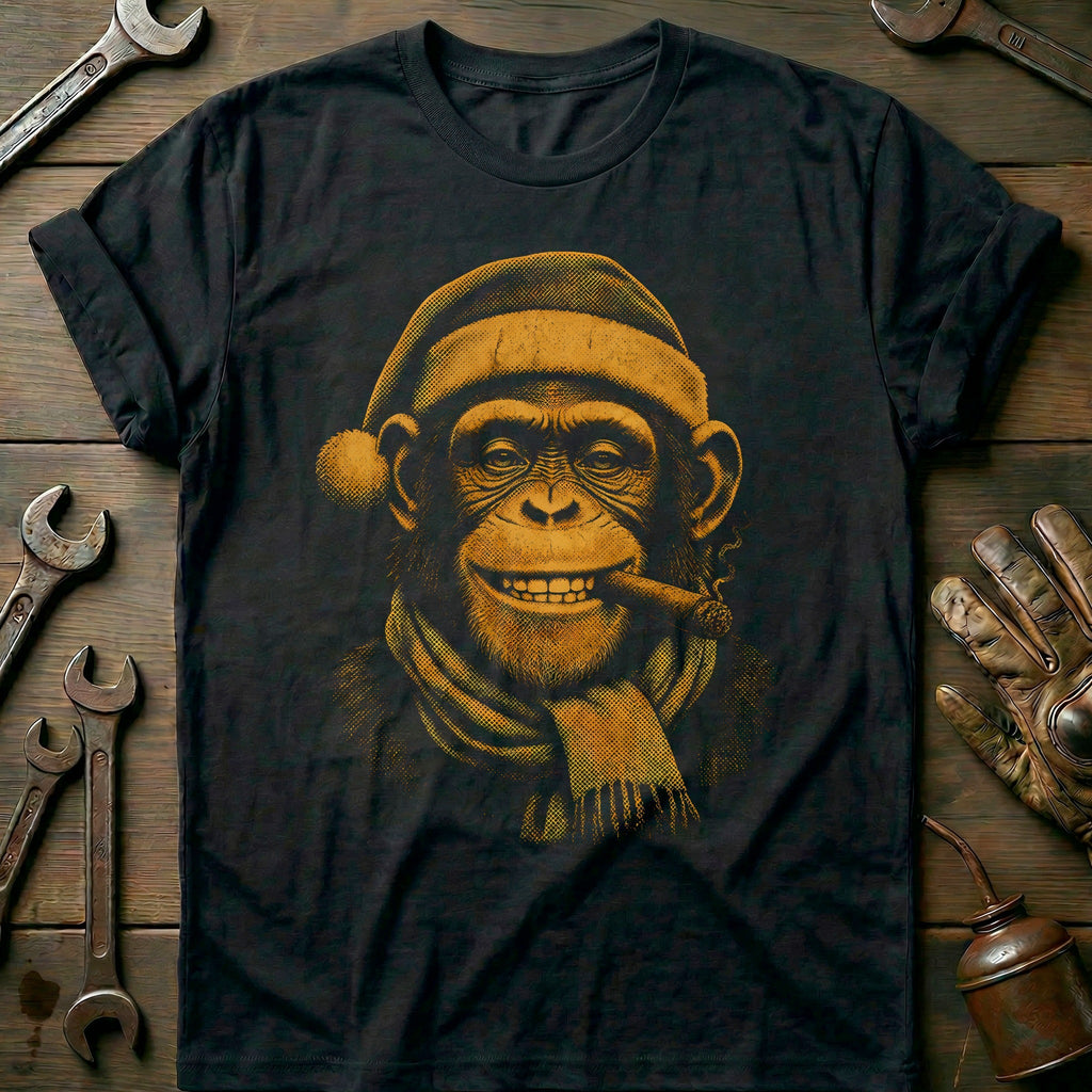 Santa Chimp Cigar Motorcycle T-Shirt product image 1