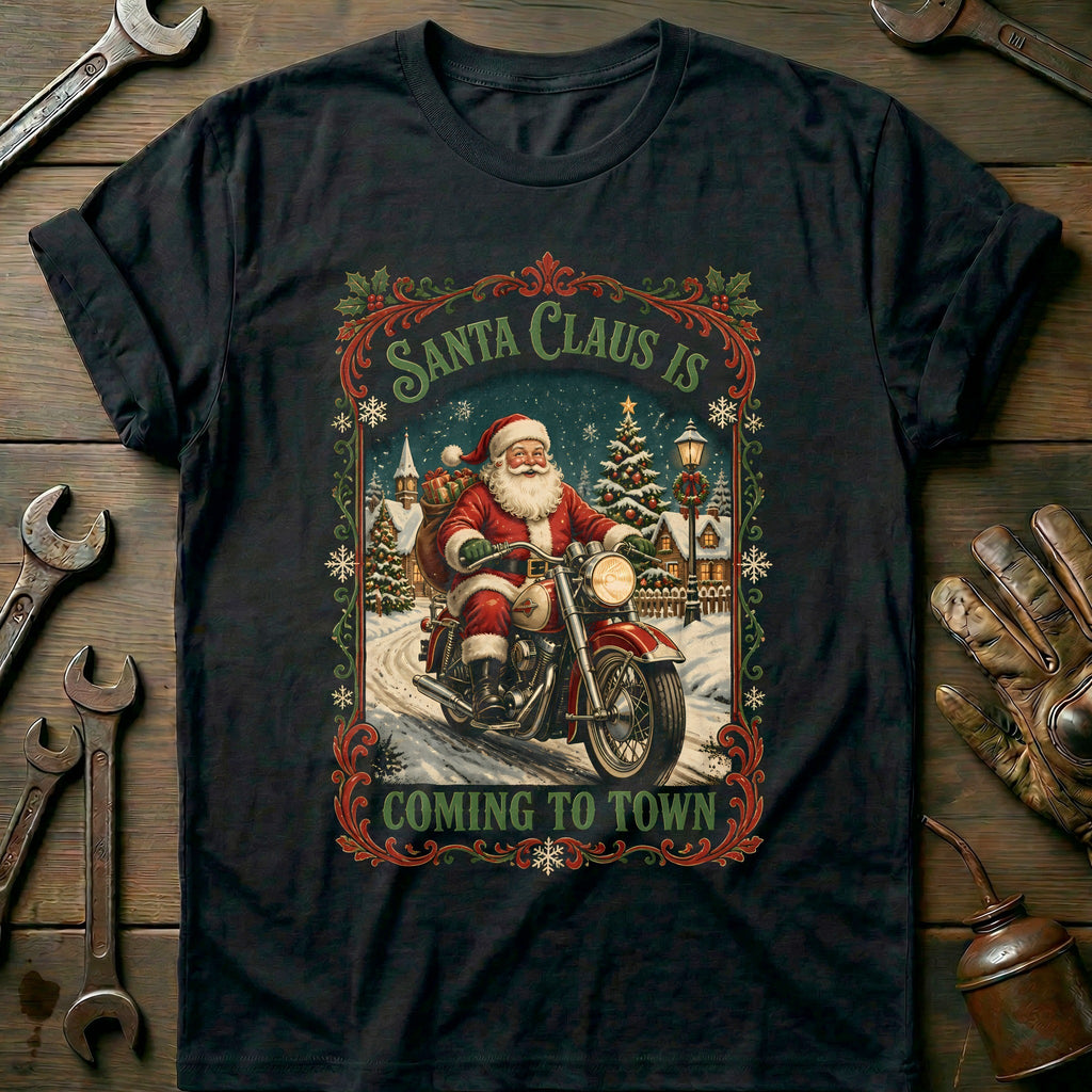 Santa Claus is Coming to Town Motorcycle T-Shirt product image 3