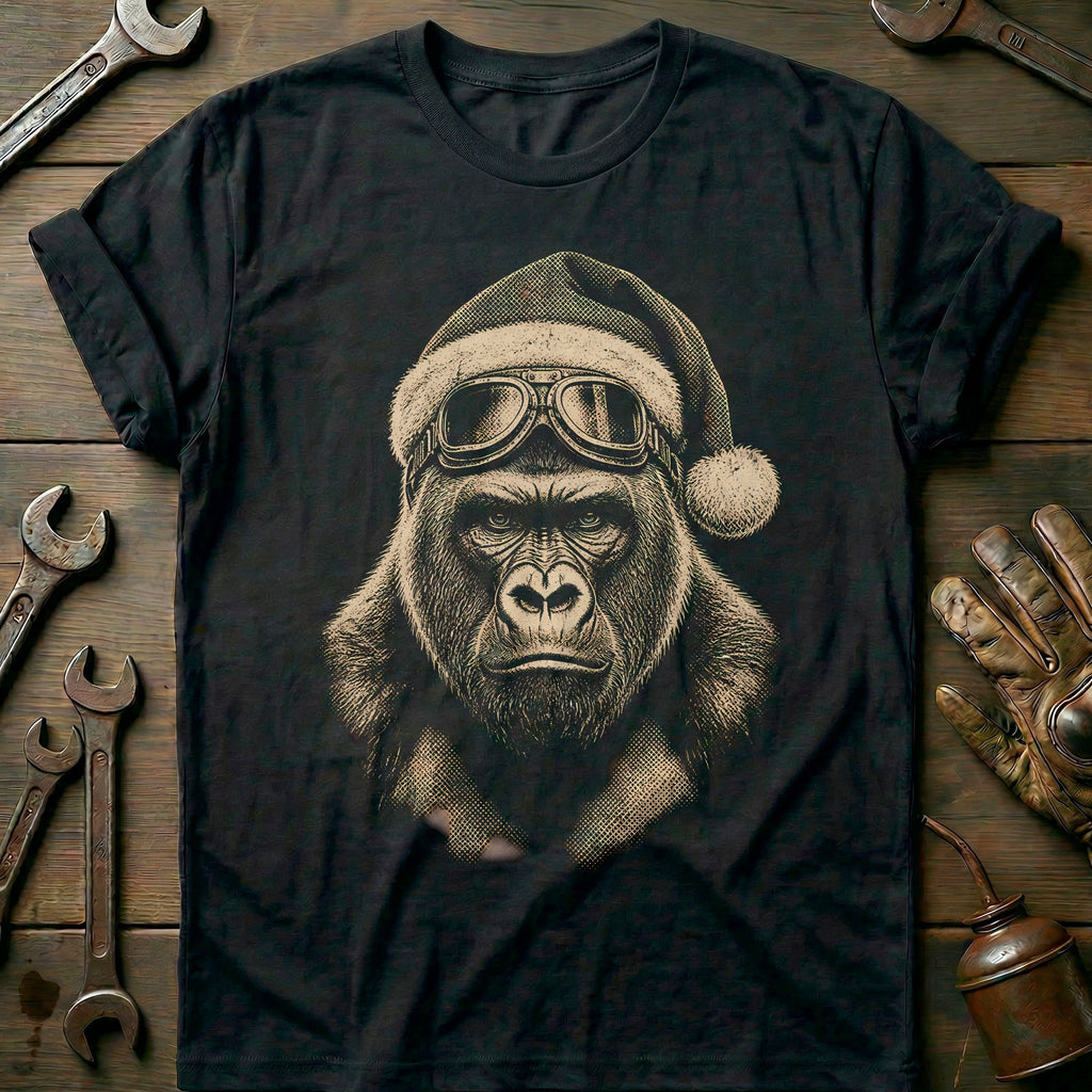 Santa Gorilla Goggles Motorcycle T-Shirt US product image 3