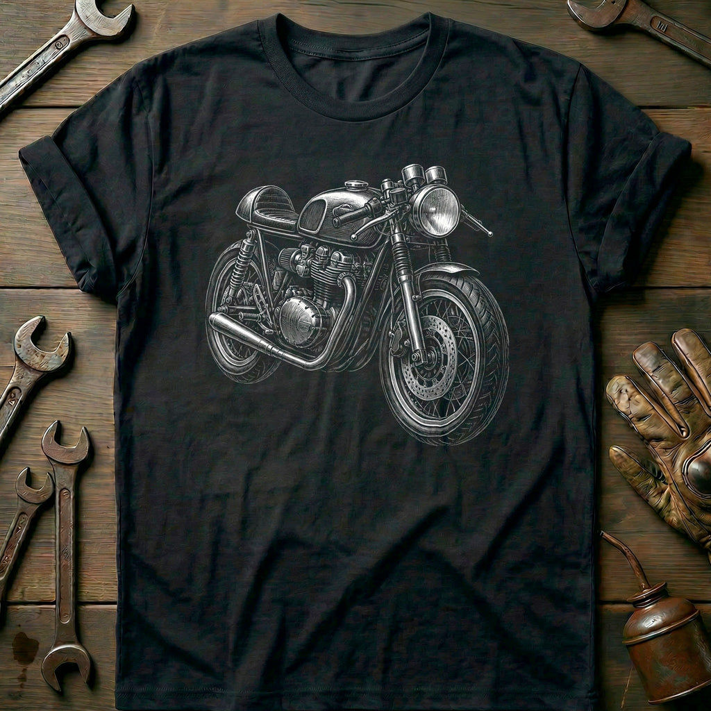 Scratchboard Caferacer Motorcycle T-Shirt EU product image 1