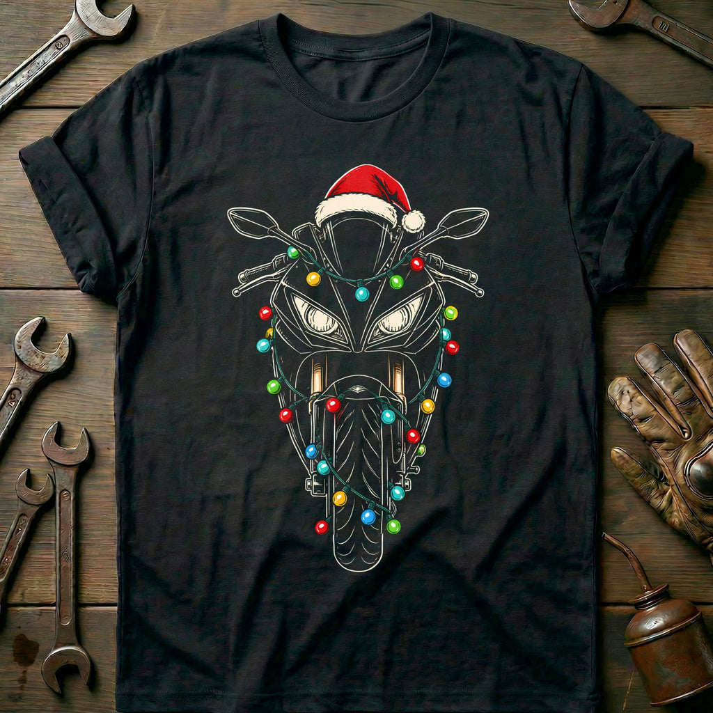 Sportbike Christmas Lights Motorcycle T-Shirt product image 3