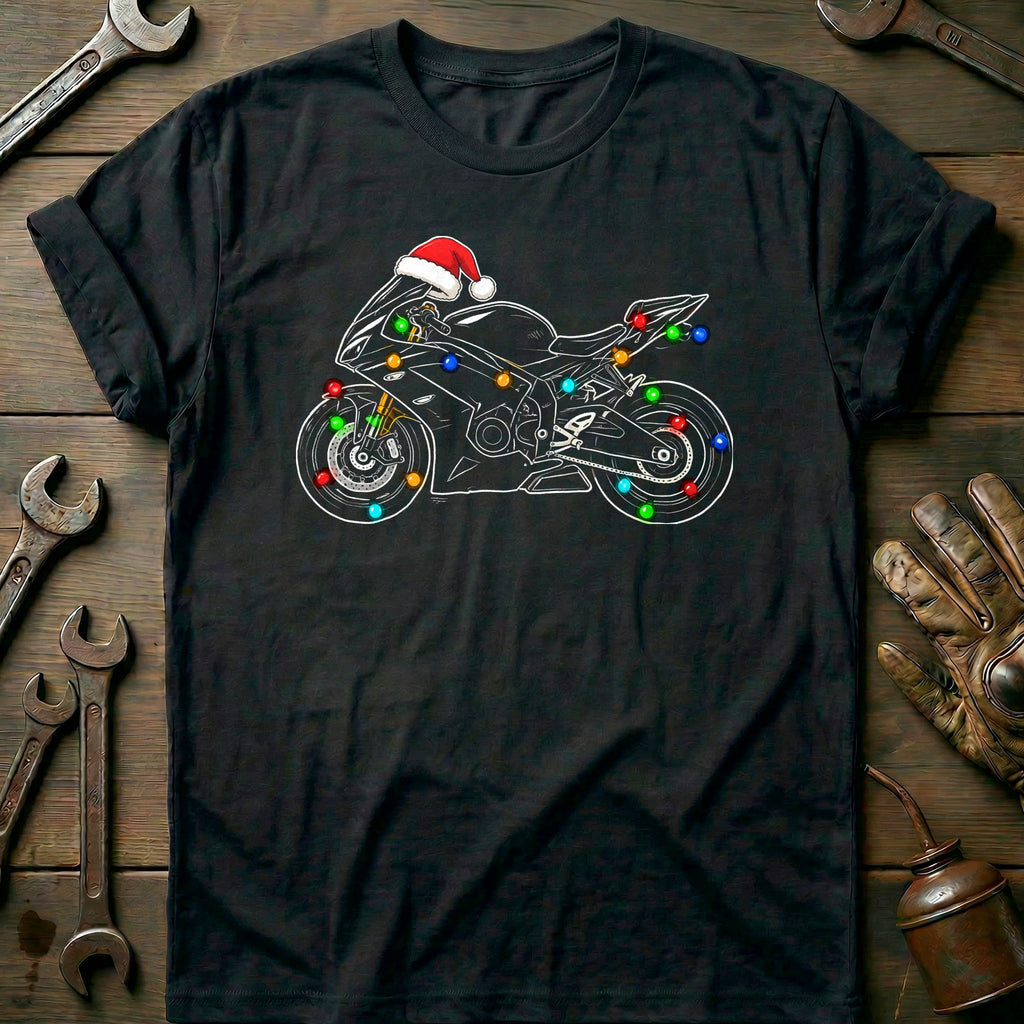 Sportbike Christmas Lights Motorcycle T-Shirt product image 1