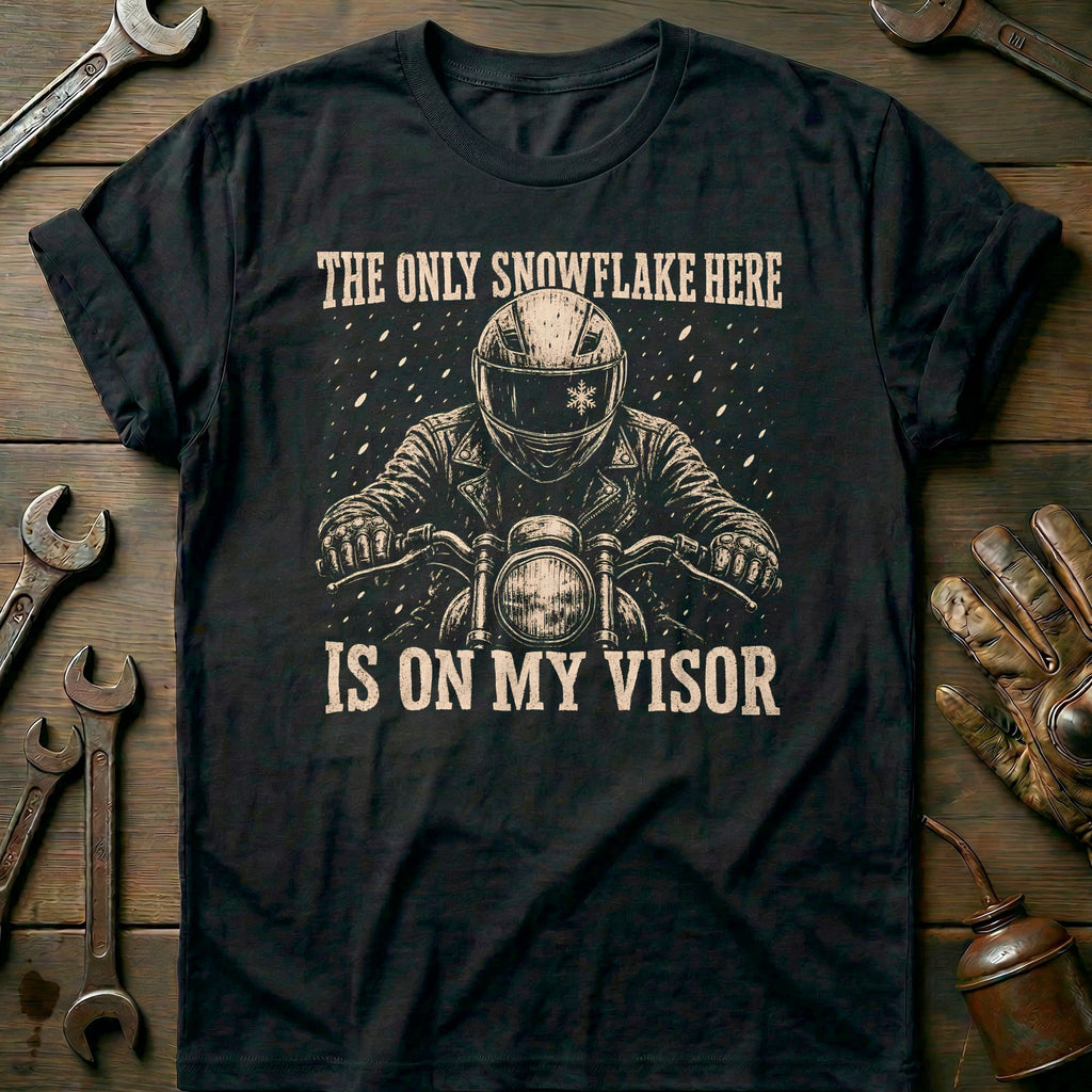 The Only Snowflake Here is on my Visor Motorcycle T-Shirt EU product image 3