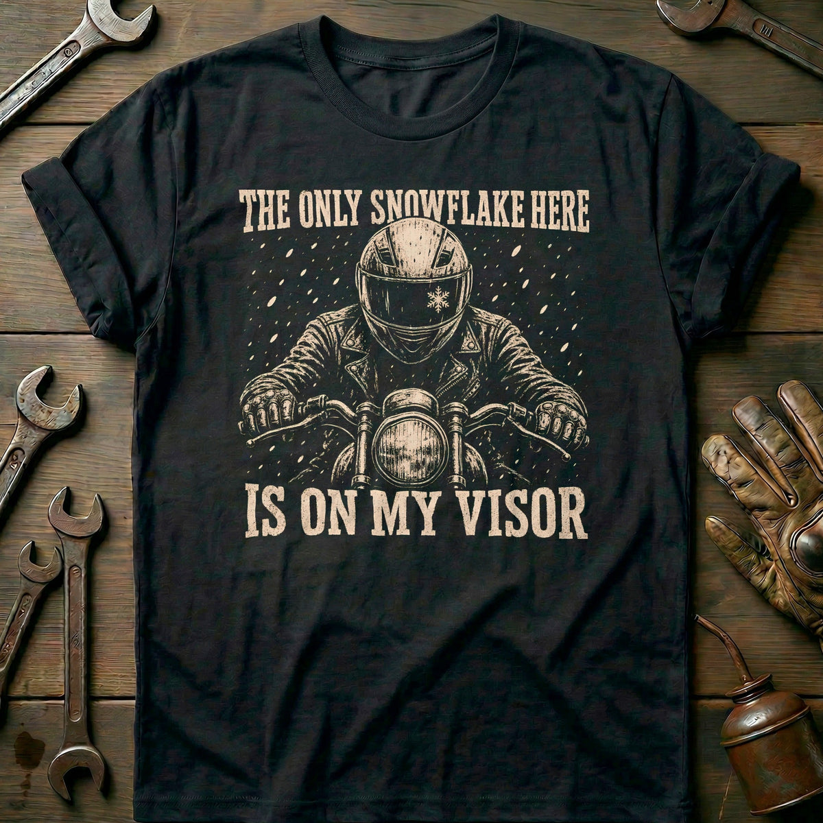 The Only Snowflake Here is on my Visor Motorcycle T-Shirt EU product image 3