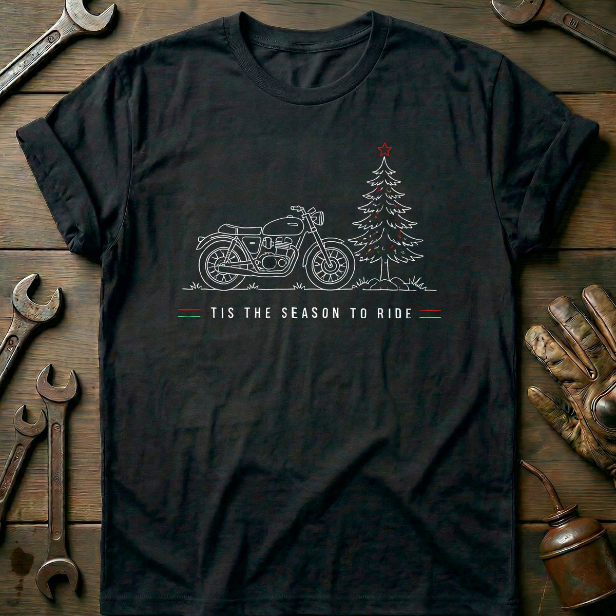 Tis the Season to Ride Motorcycle T-Shirt GC product image 3