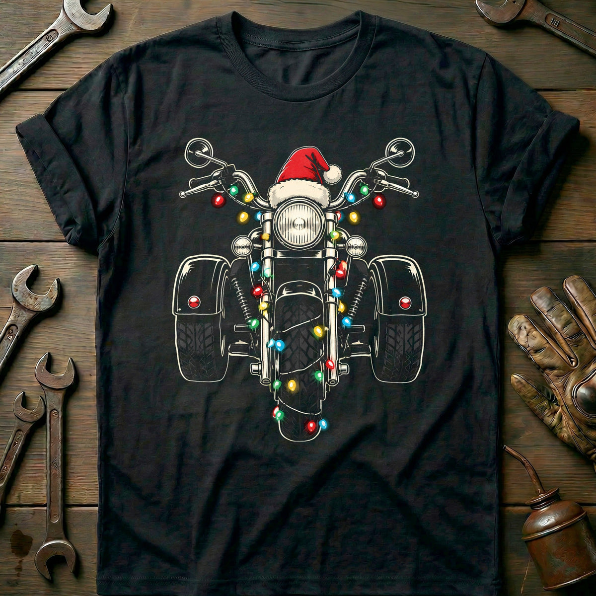 Trike Christmas Lights Motorcycle T-Shirt AU product image 2
