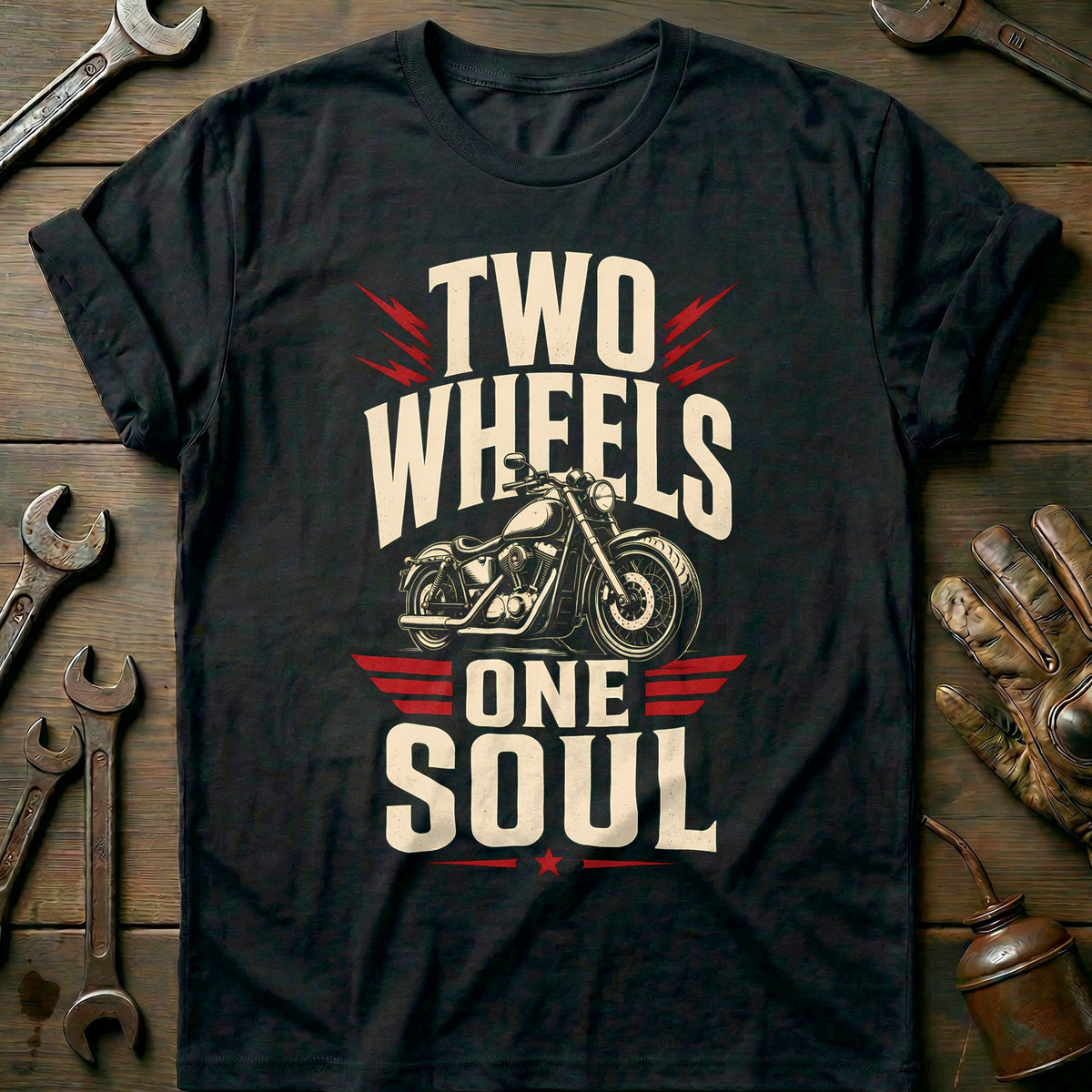 Two Wheels One Soul Motorcycle T-Shirt product image 3