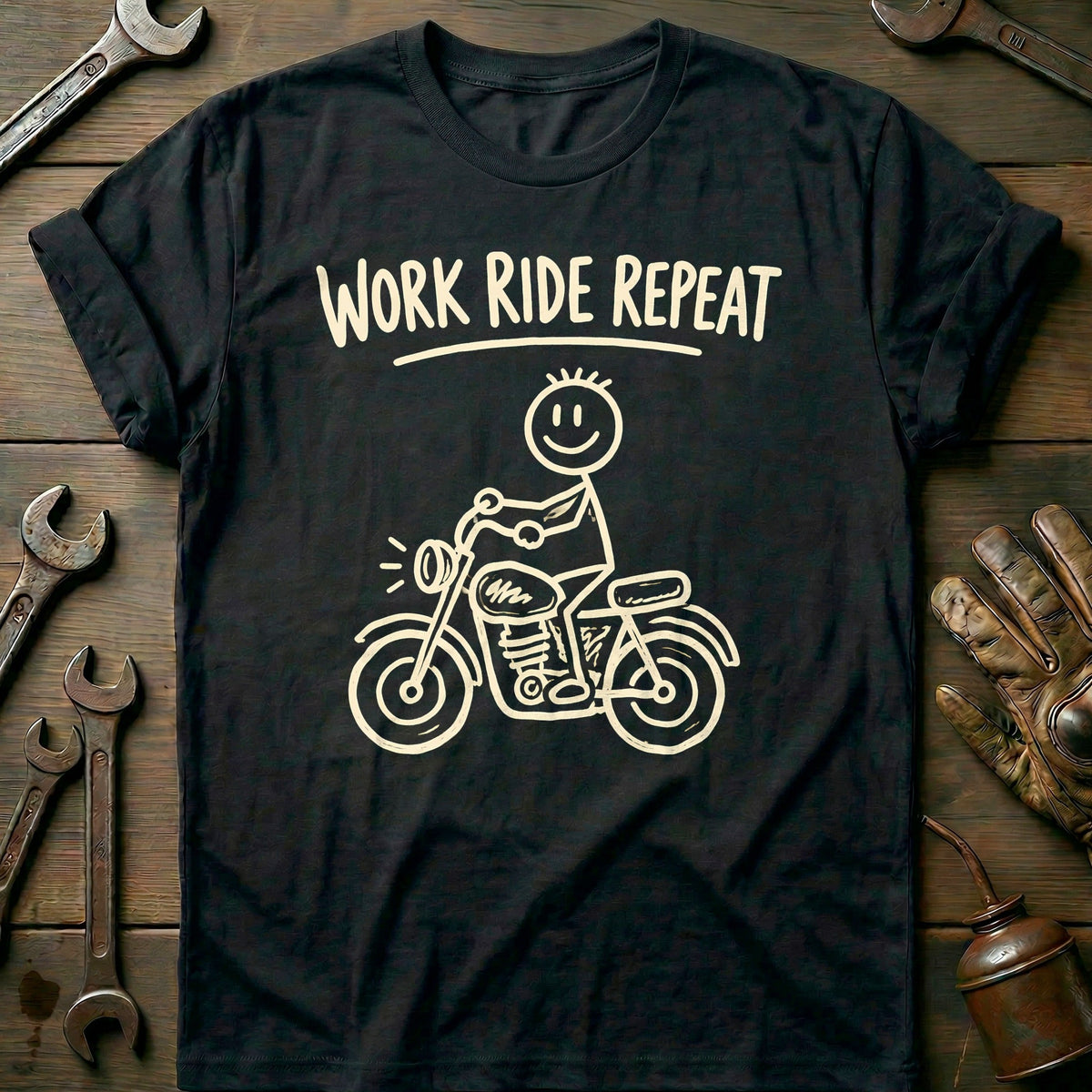 Work Ride Repeat Motorcycle T-Shirt AU product image 1