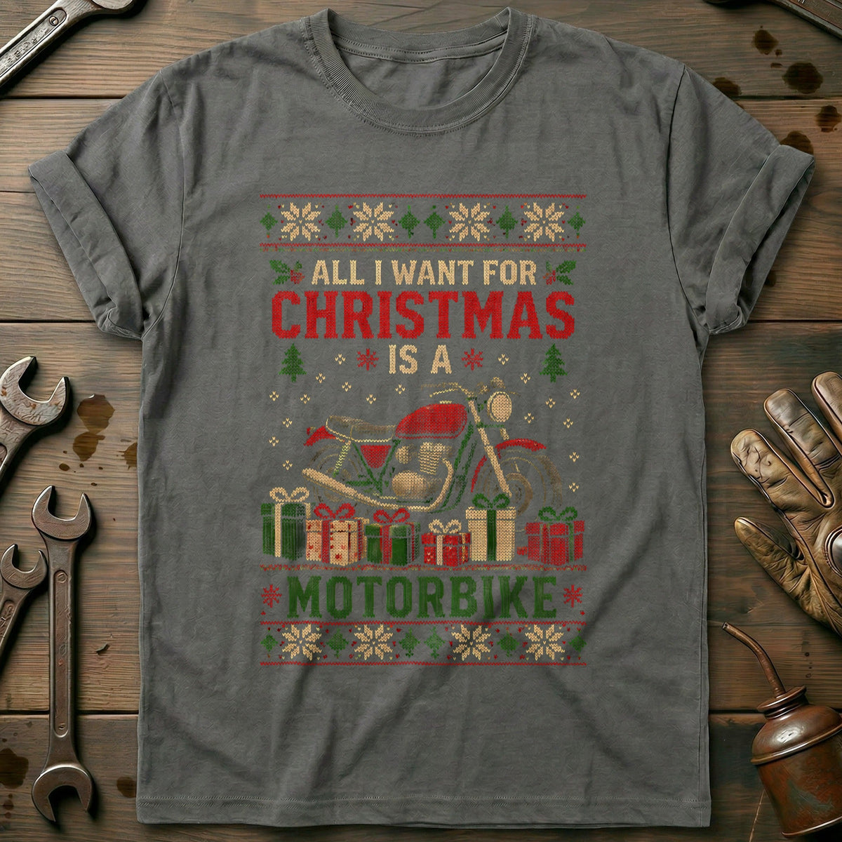 All I Want for Christmas is a Motorbike Motorcycle T-Shirt product image 3