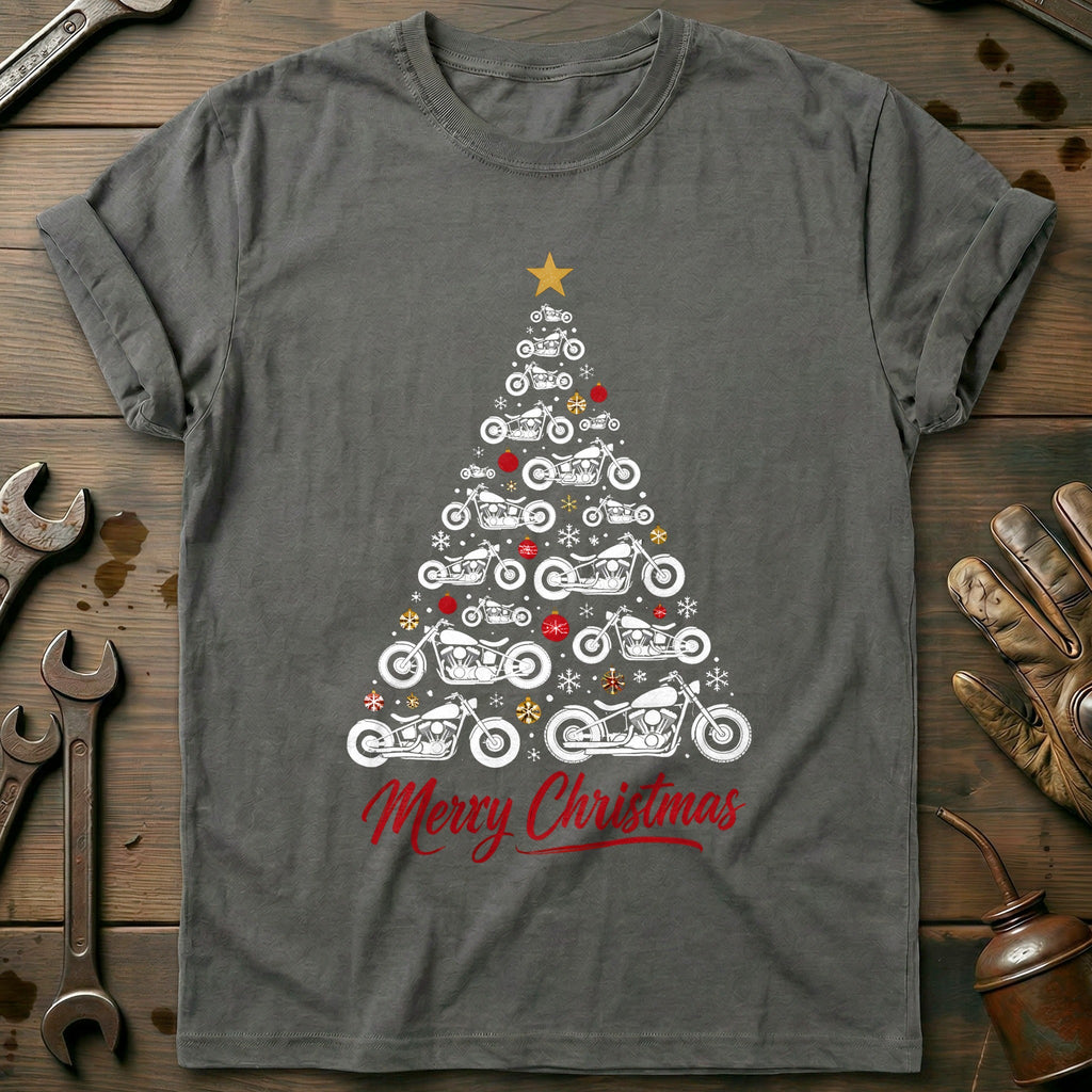 Bobber Christmas Tree Motorcycle T-Shirt EU product image 1