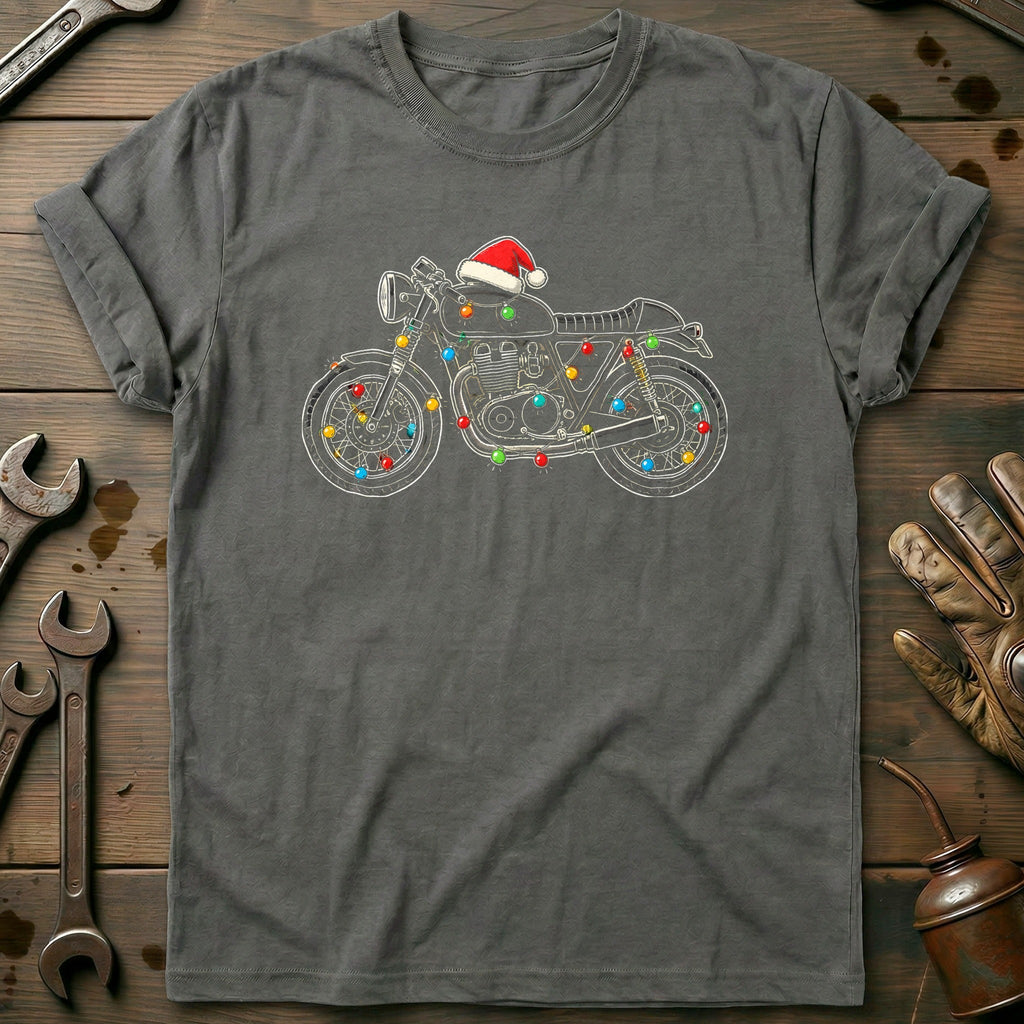 Cafe Racer Christmas Lights Motorcycle T-Shirt EU product image 3