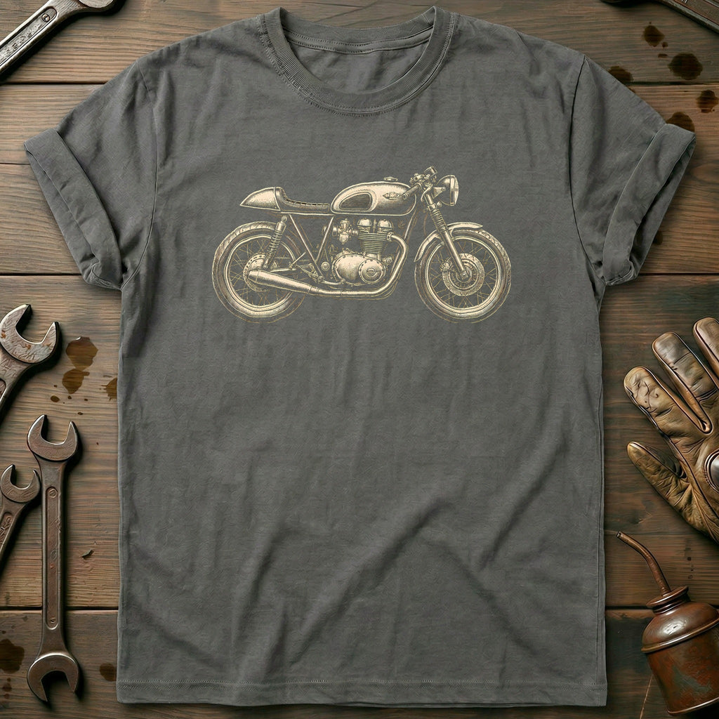 Cafe Racer Woodcut Motorcycle T-Shirt product image 3