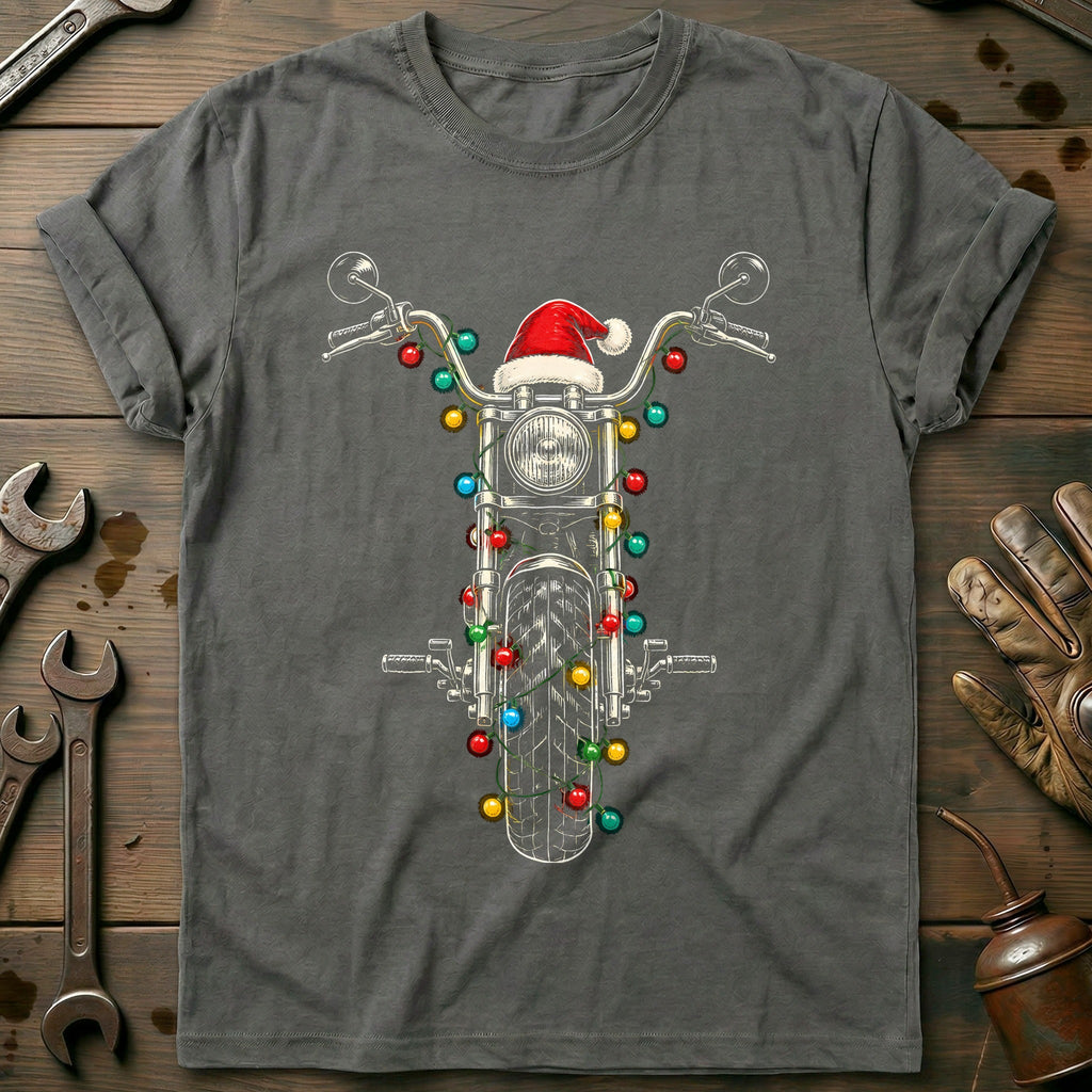 Chopper Christmas Lights Motorcycle T-Shirt product image 3